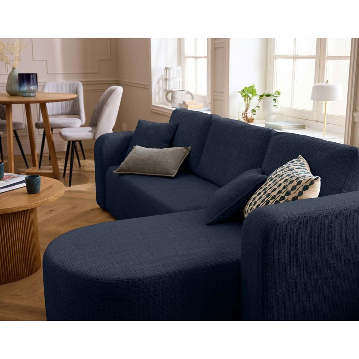 BEST MOBILIER Miro - canapé d'angle réversible - 4 places - convertible avec coffre - en velours texturé