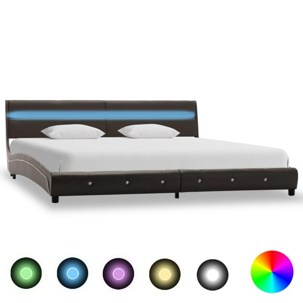 VIDAXL Cadre de lit avec LED Gris Similicuir 180 x 200 cm