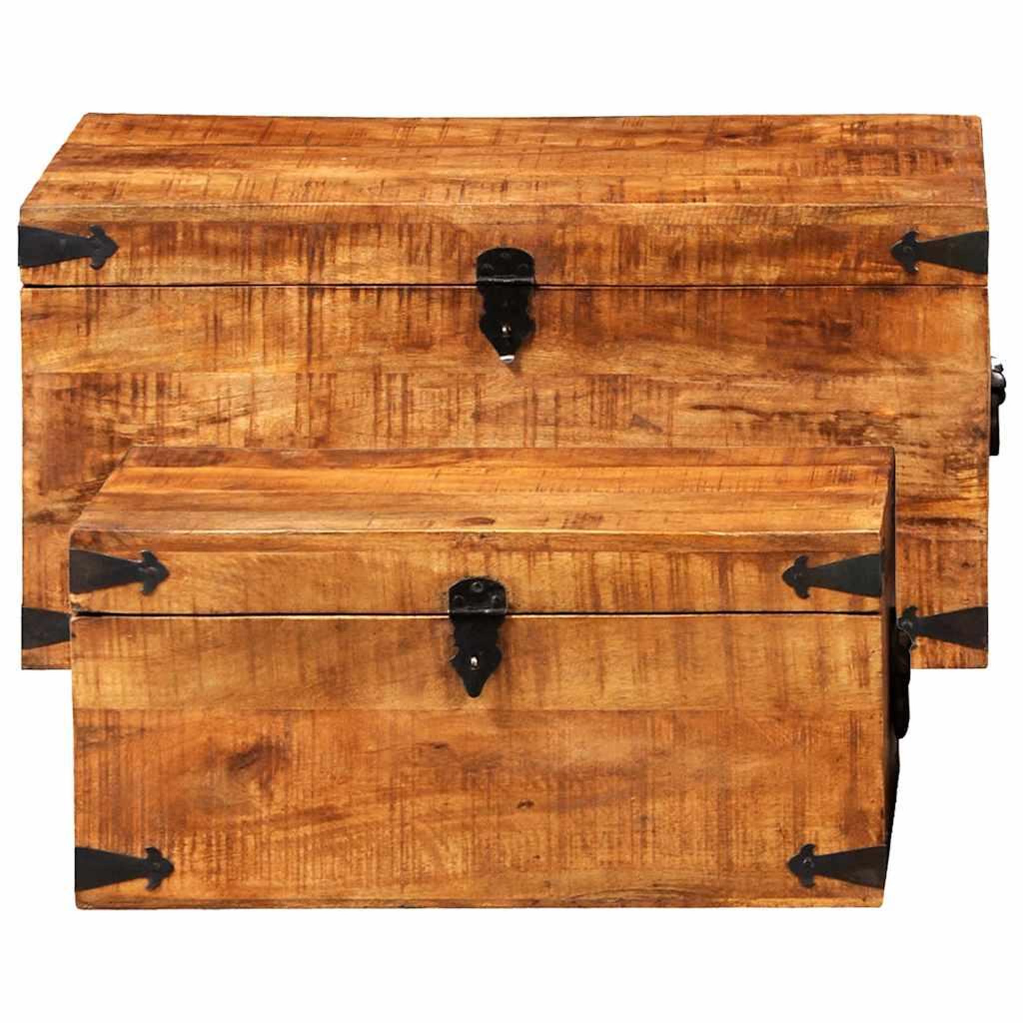 Voir la diapositive 5 : VIDAXL Coffre de rangement 2 pcs bois de manguier brut