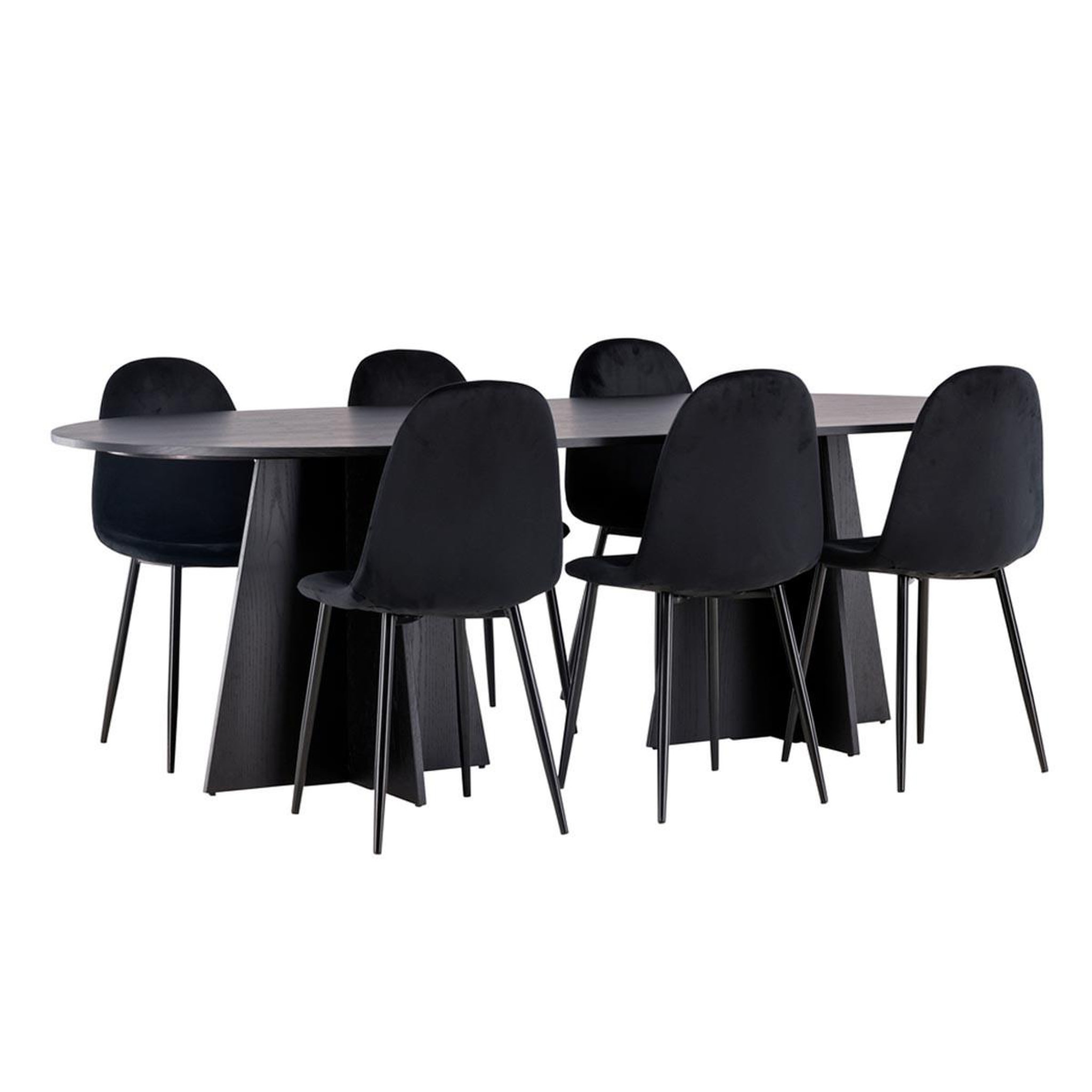 Paris Prix Ensemble table à manger & 6 chaises  bootcut & polar  230cm noir