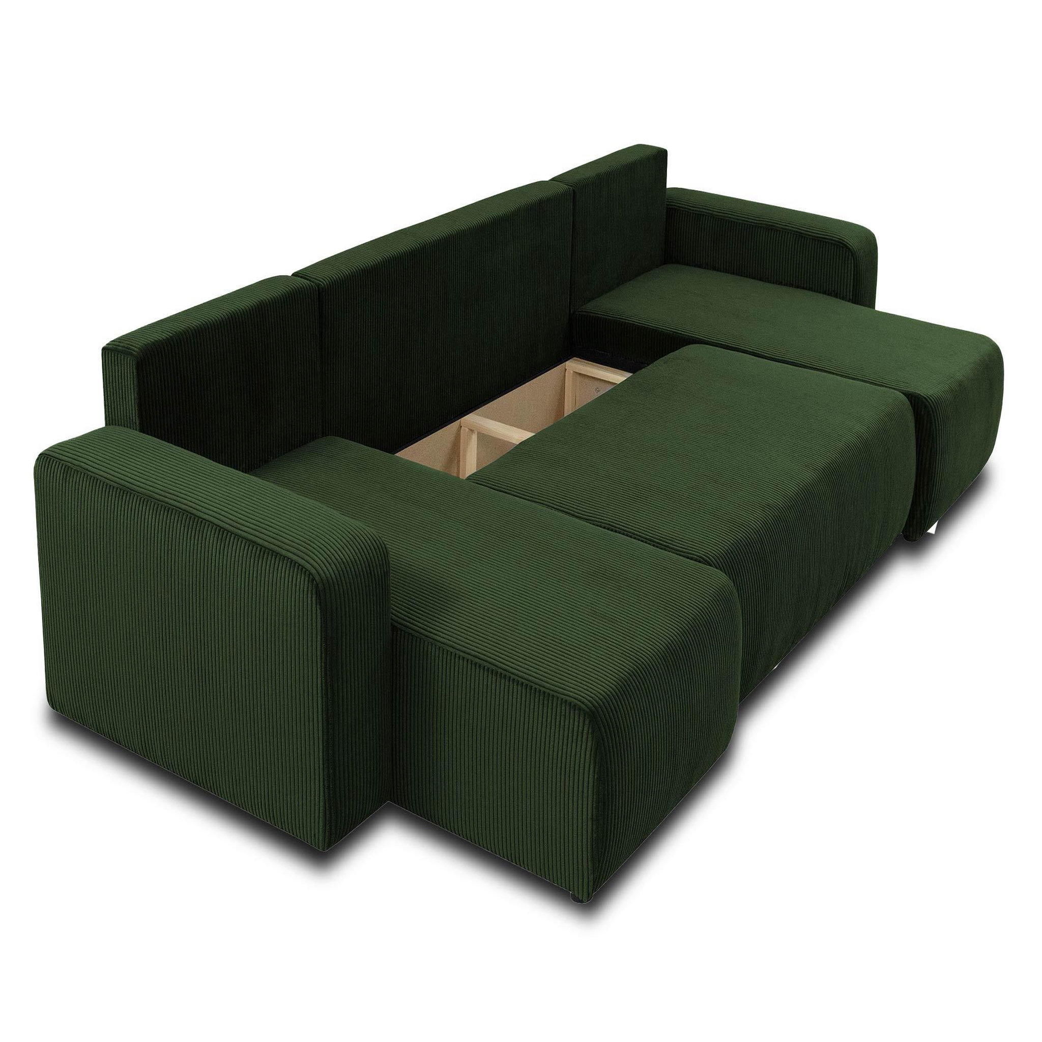 Voir la diapositive 2 : BEST MOBILIER Artemisa - canapé panoramique en u - 7 places - convertible avec coffre - en velours côtelé