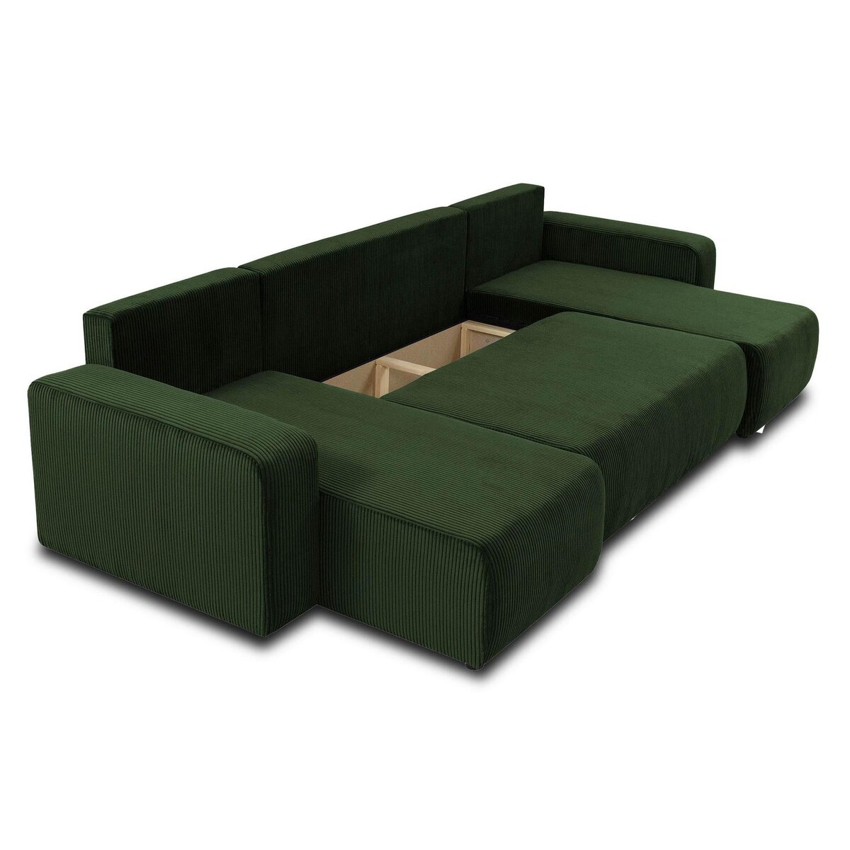 BEST MOBILIER Artemisa - canapé panoramique en u - 7 places - convertible avec coffre - en velours côtelé