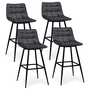 Voir la diapositive 1 : ID MARKET Lot de 4 tabourets de bar MADY en velours gris foncé