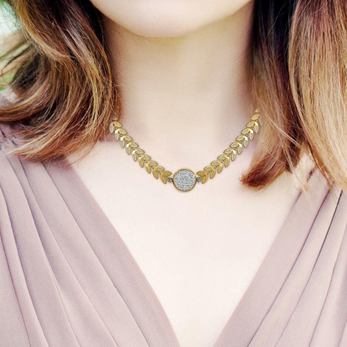 SC BOHEME Collier en acier orné de Cristaux scintillants par SC Bohème en Acier Rhodié argenté