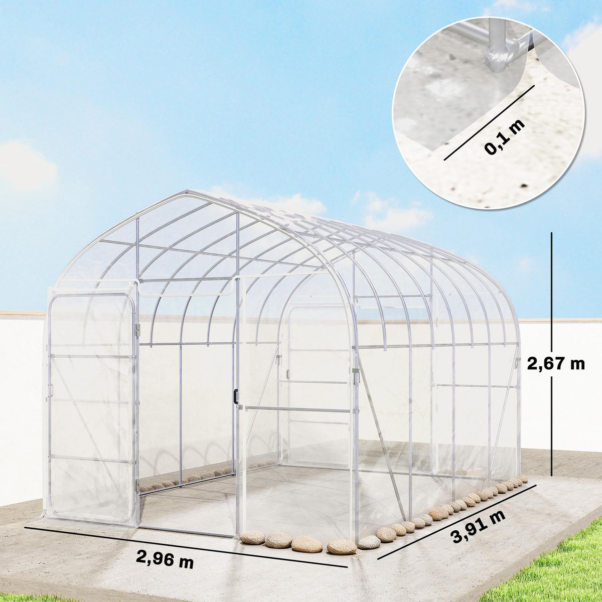 OUTSUNNY Serre tunnel jardin 12 m² - 2 portes - acier galvanisé - bâche transparente