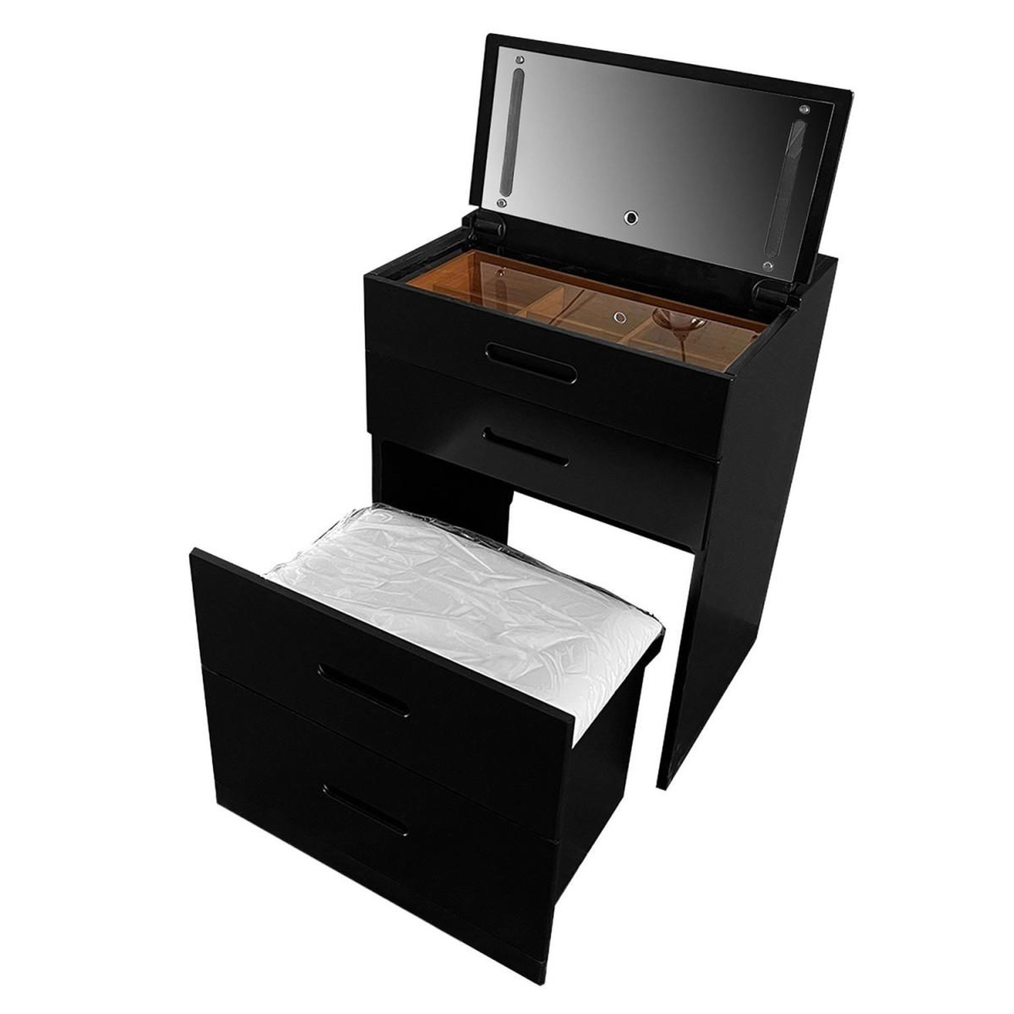 Voir la diapositive 3 : Paris Prix Coiffeuse compacte avec miroir led  clarissa xl  80cm noir