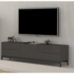 Meuble TV sur pieds 1 porte 4 tiroirs L170cm FLORENCE. Coloris disponibles : Anthracite, Blanc