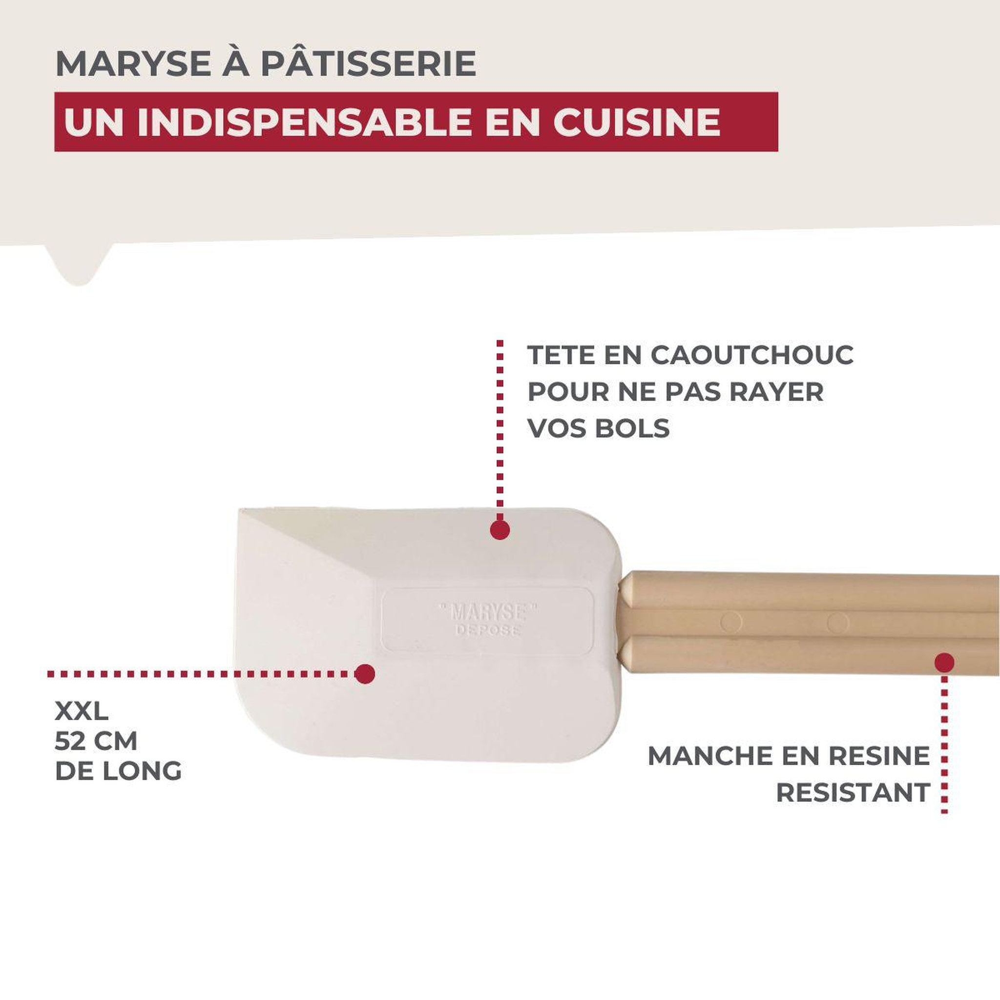 Voir la diapositive 4 : Fackelmann Maryse de pâtisserie et de cuisine manche en résine de 52 cm Fackelmann