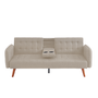 Voir la diapositive 4 : CONCEPT USINE Canapé 3 places convertible avec tablette centrale rabattable beige INVERNESS