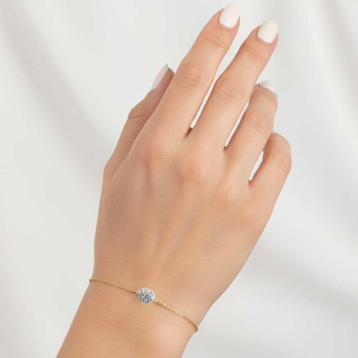 L'ATELIER D'AZUR Bracelet Or Jaune - Motif Goutte Pavée de Zirconiums - Femme