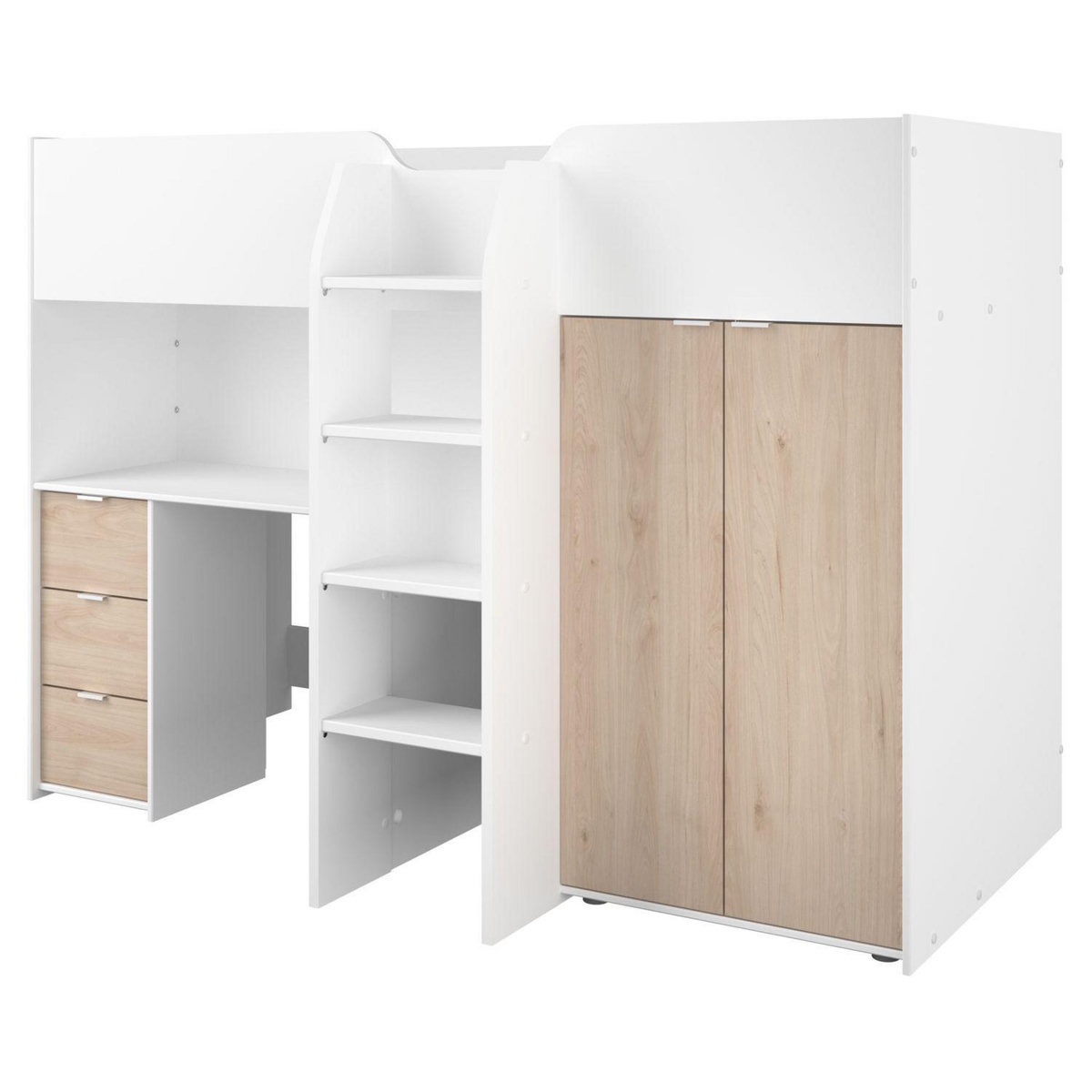 Lit combiné avec armoire de rangement et bureau 90x200cm THOMAS