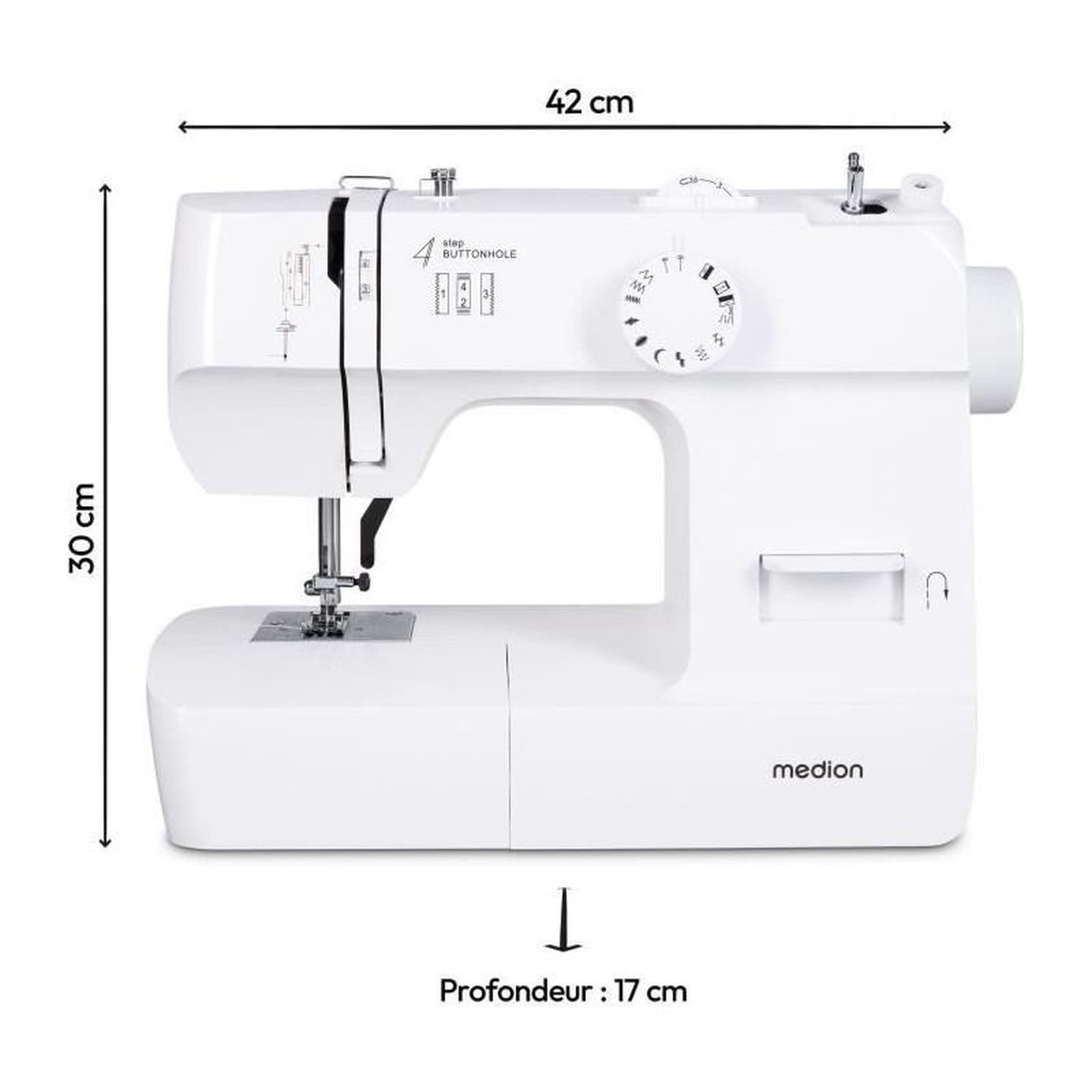 Voir la diapositive 6 : Medion Machine a Coudre - MEDION - SM 70 - 71W - 12 Points - 700 tr/min - LED - Blanc