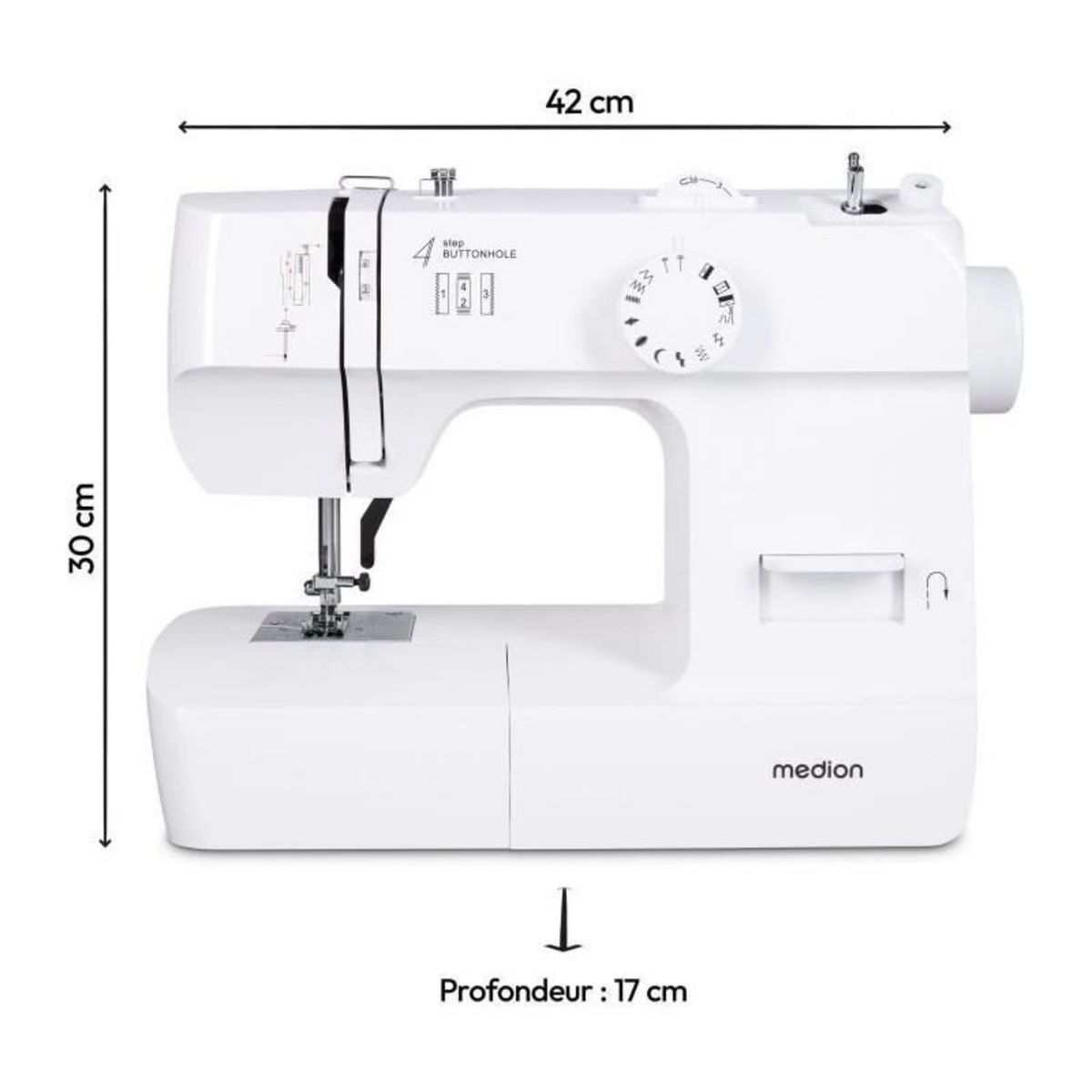 Medion Machine a Coudre - MEDION - SM 70 - 71W - 12 Points - 700 tr/min - LED - Blanc