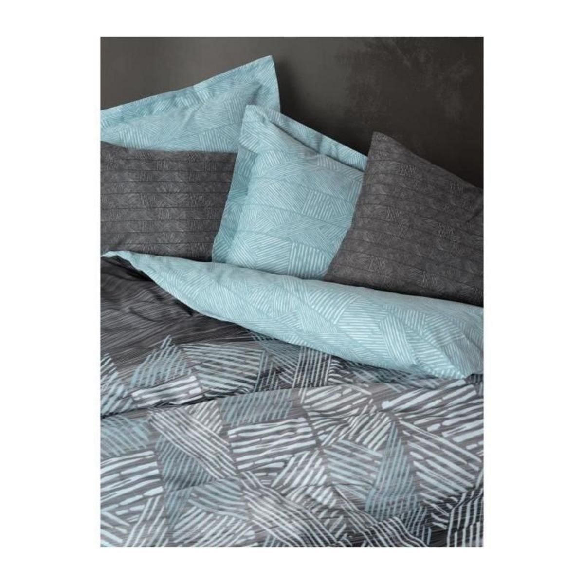 GENERIQUE Parure de lit - 129CTN64836 - 1 housse de couette 220 x 240 cm + 2 taies d'oreiller 60 x 60 cm - 100% coton ranforcé - Anthraci