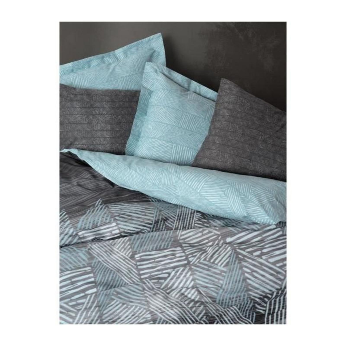 GENERIQUE Parure de lit - 129CTN64836 - 1 housse de couette 220 x 240 cm + 2 taies d'oreiller 60 x 60 cm - 100% coton ranforcé - Anthraci