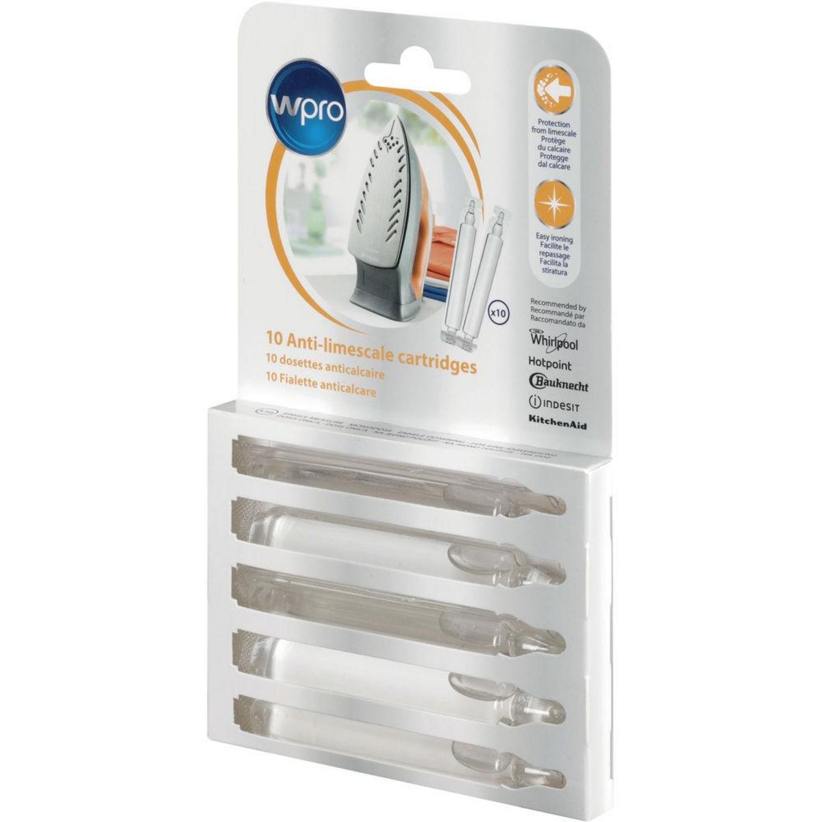 WPRO Pack de 10 dosettes antitartre pour fers et centrales vapeur - sim010