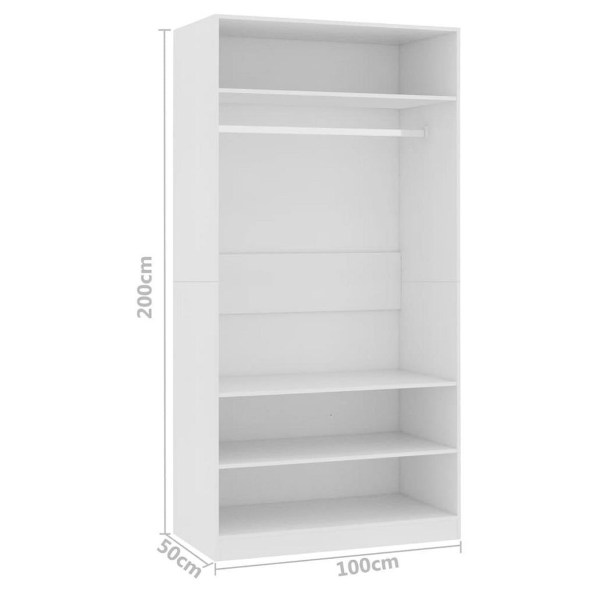 VIDAXL Garde-robe Blanc 100 x 50 x 200 cm Bois d'ingenierie