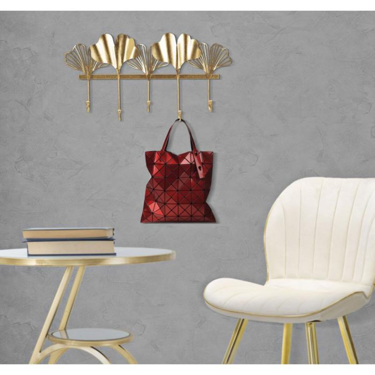 Paris Prix Patère Murale Design 5 Crochets  Leaves  49cm Or