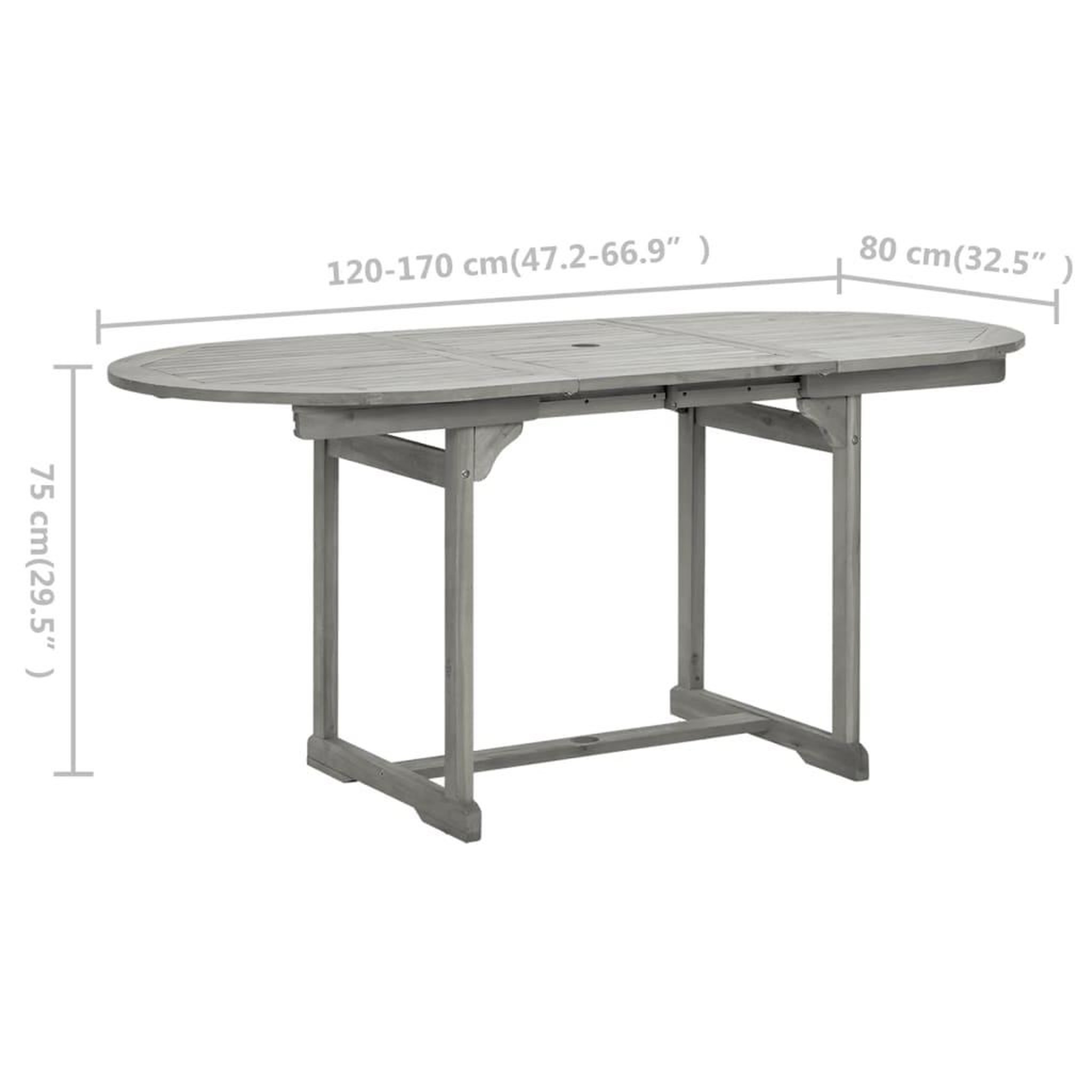 Voir la diapositive 6 : VIDAXL Table a dîner de jardin (120-170)x80x75 cm Bois d'acacia massif