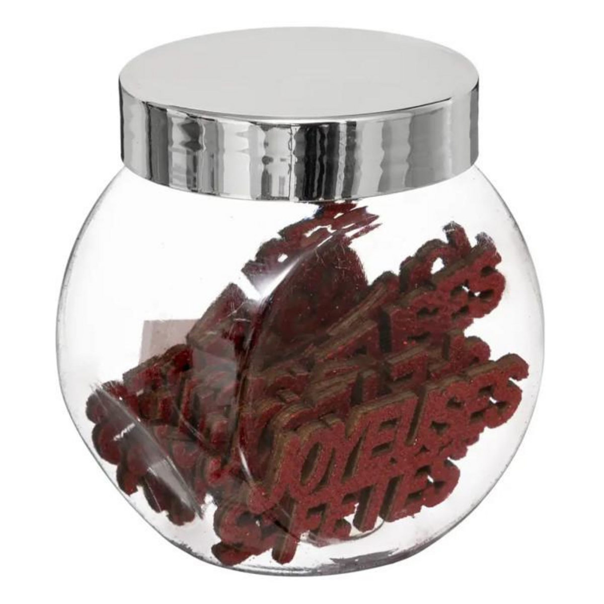 ATMOSPHERA Lot de 12 Mots Joyeux Noël  Bocal  7cm Rouge