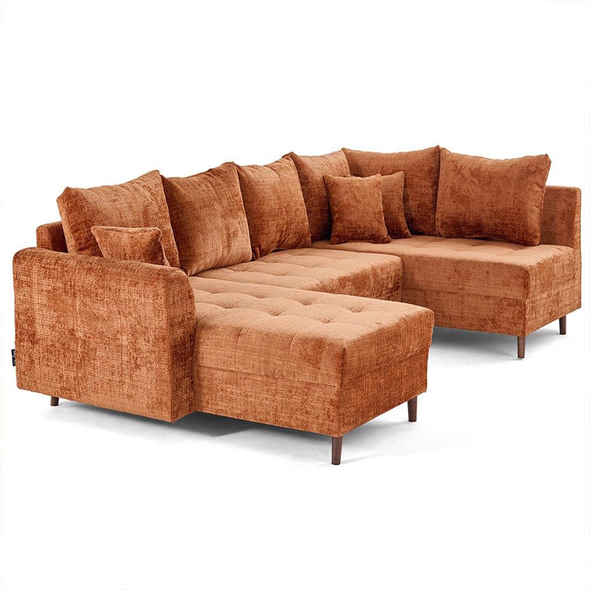 Voir la diapositive 4 : BEST MOBILIER Rune - canapé panoramique d'angle droit 7 places en velours texturé