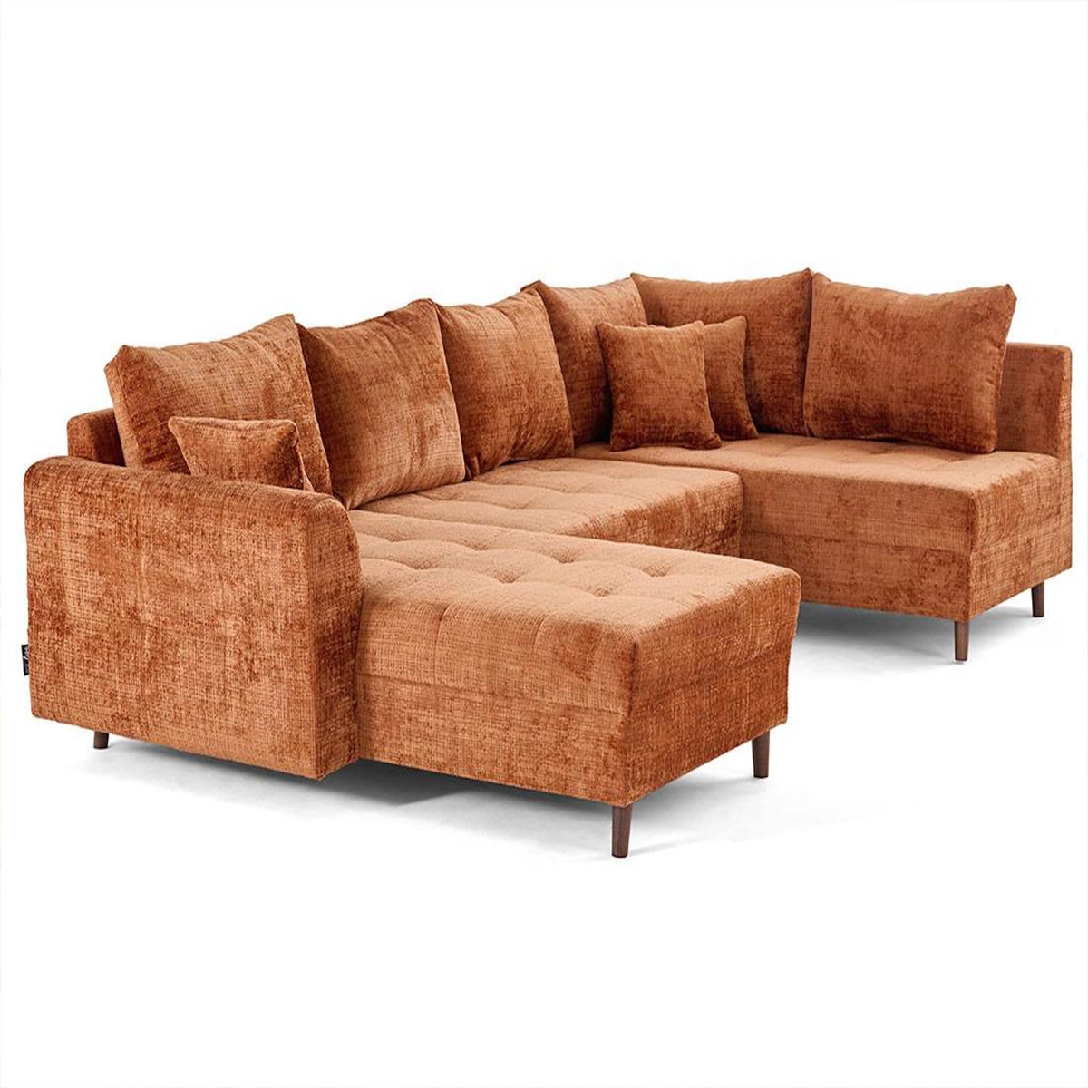 LISA DESIGN Rune - canapé panoramique d'angle droit 7 places en velours texturé