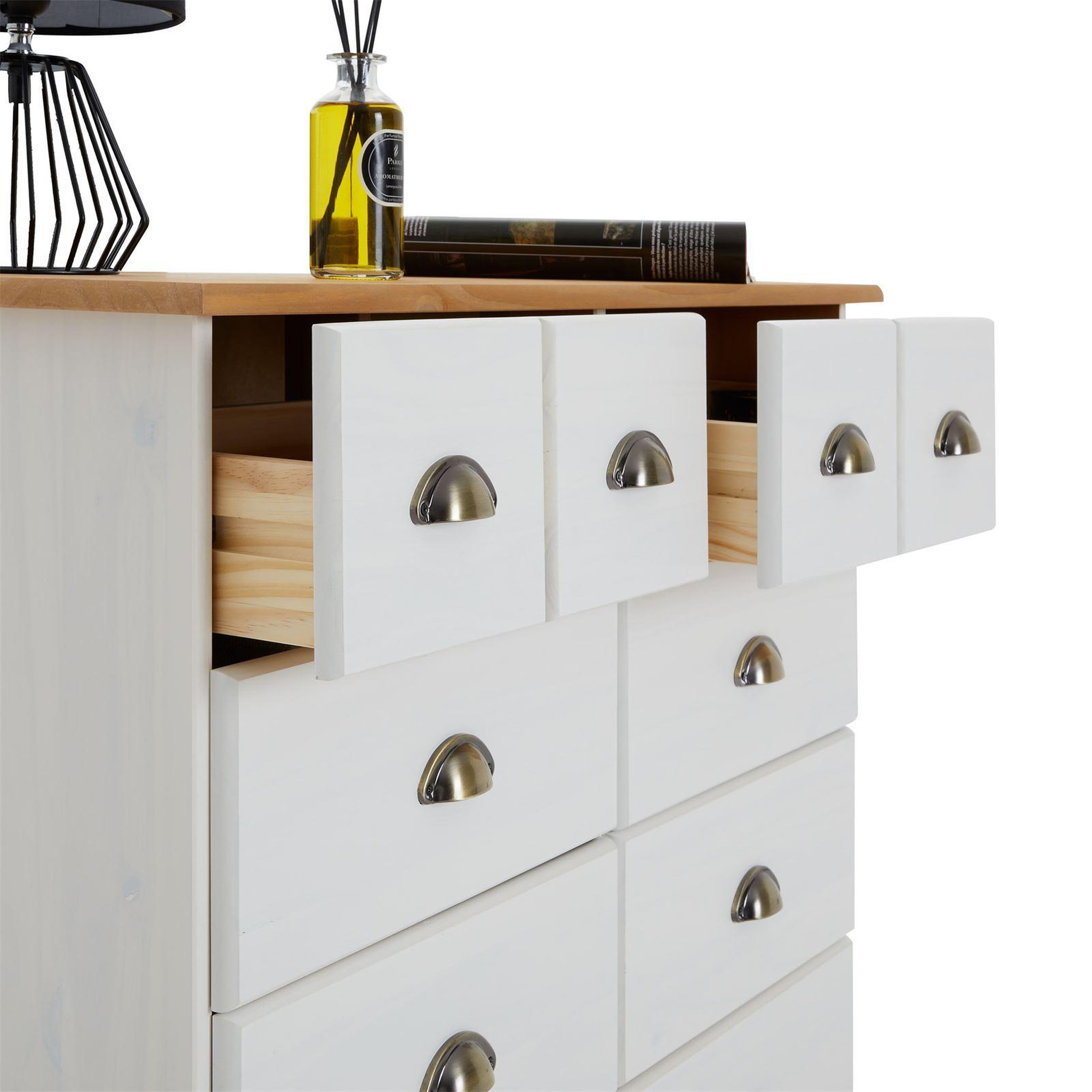 Voir la diapositive 4 : IDIMEX Commode apothicaire COLMAR en pin massif, 8 tiroirs