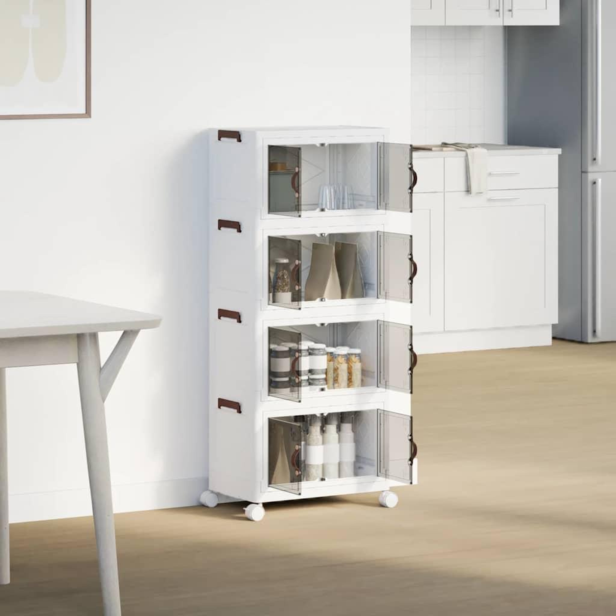 Voir la diapositive 3 : VIDAXL Boîte de rangement empilable avec roues a 4 niveaux 28 L