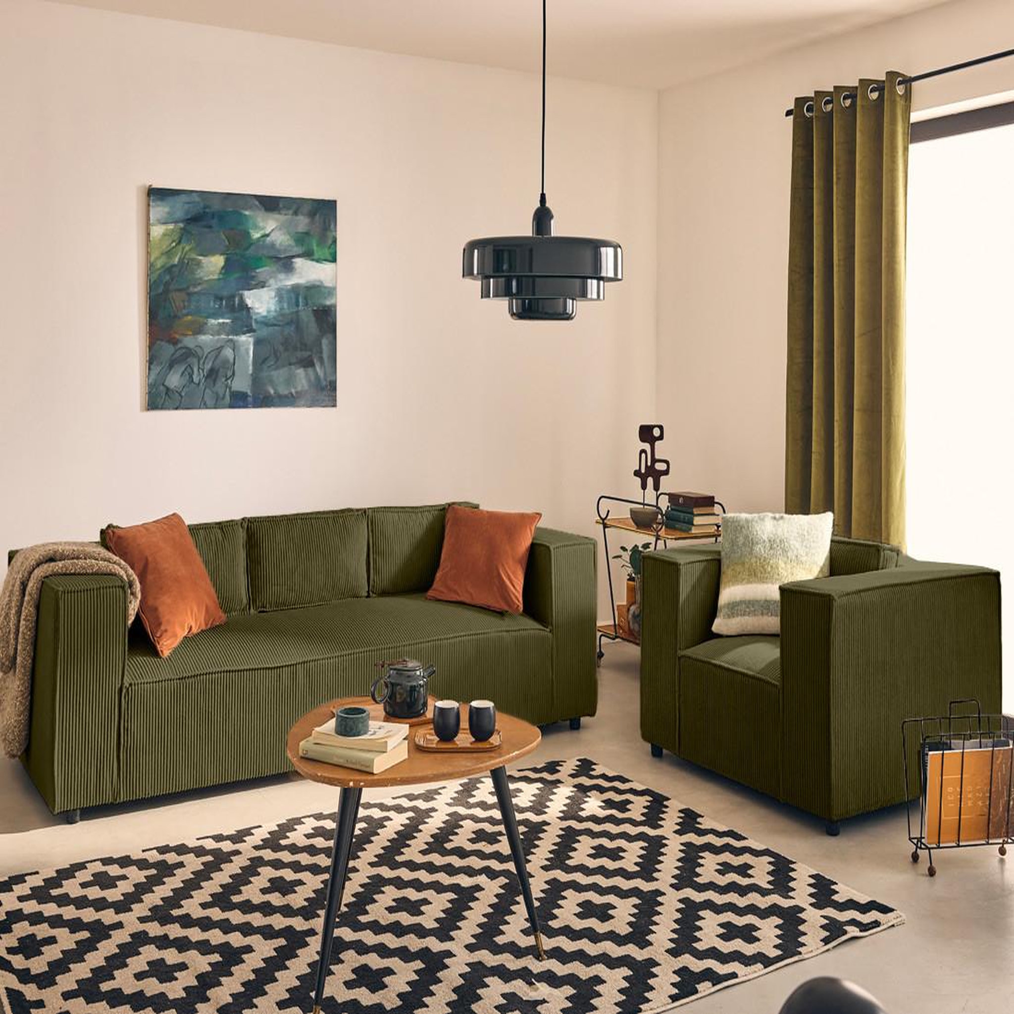 Voir la diapositive 1 : LISA DESIGN Stella - fauteuil en velours côtelé