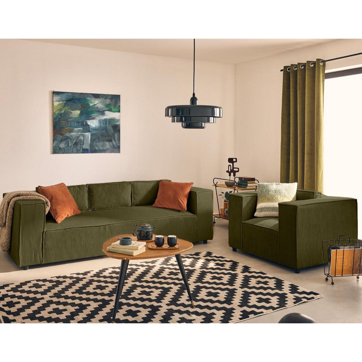 LISA DESIGN Stella - fauteuil en velours côtelé