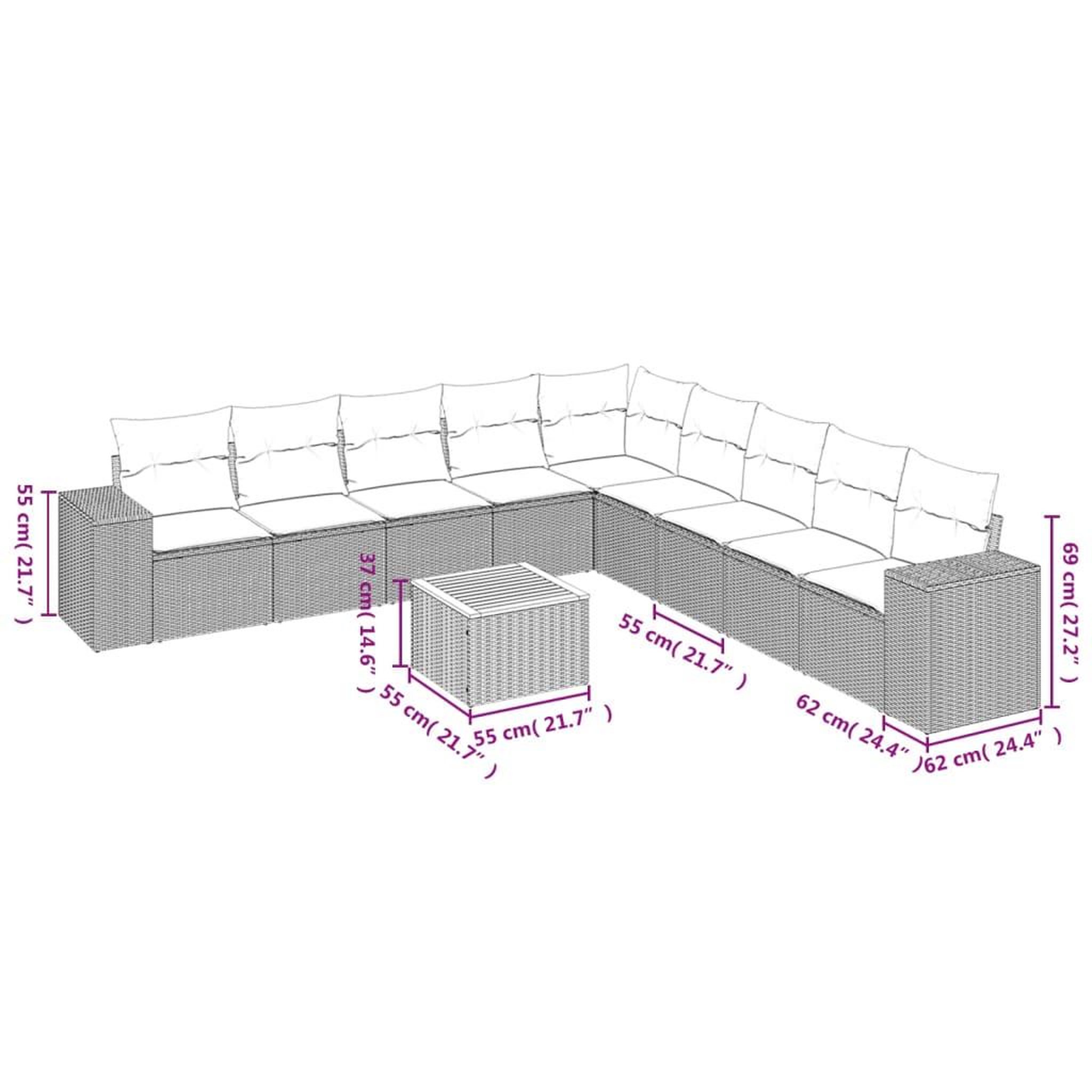 Voir la diapositive 4 : VIDAXL Salon de jardin 10 pcs avec coussins noir resine tressee