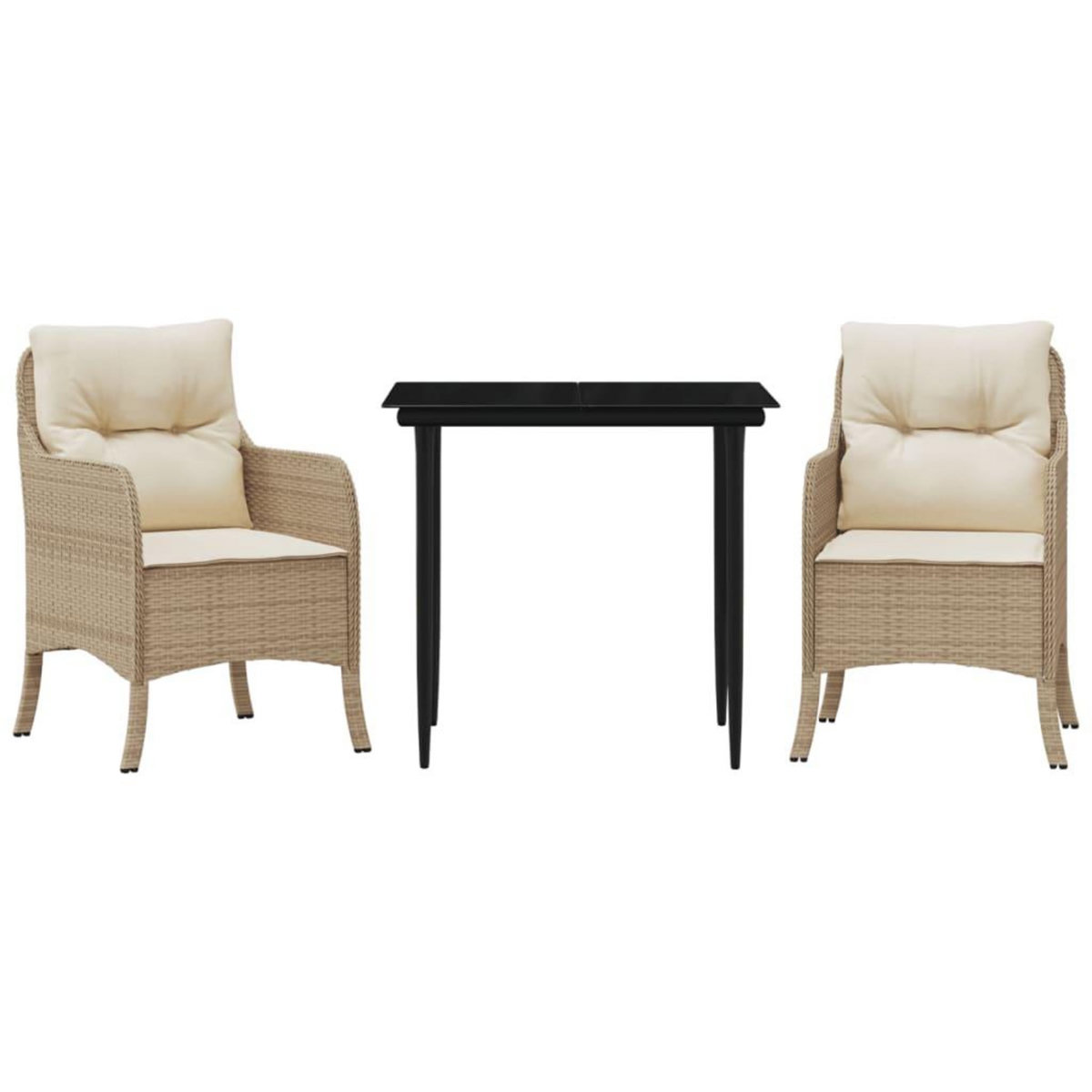 VIDAXL Ensemble a manger de jardin et coussins 3 pcs Beige poly rotin