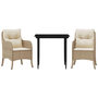 Voir la diapositive 2 : VIDAXL Ensemble a manger de jardin et coussins 3 pcs Beige poly rotin