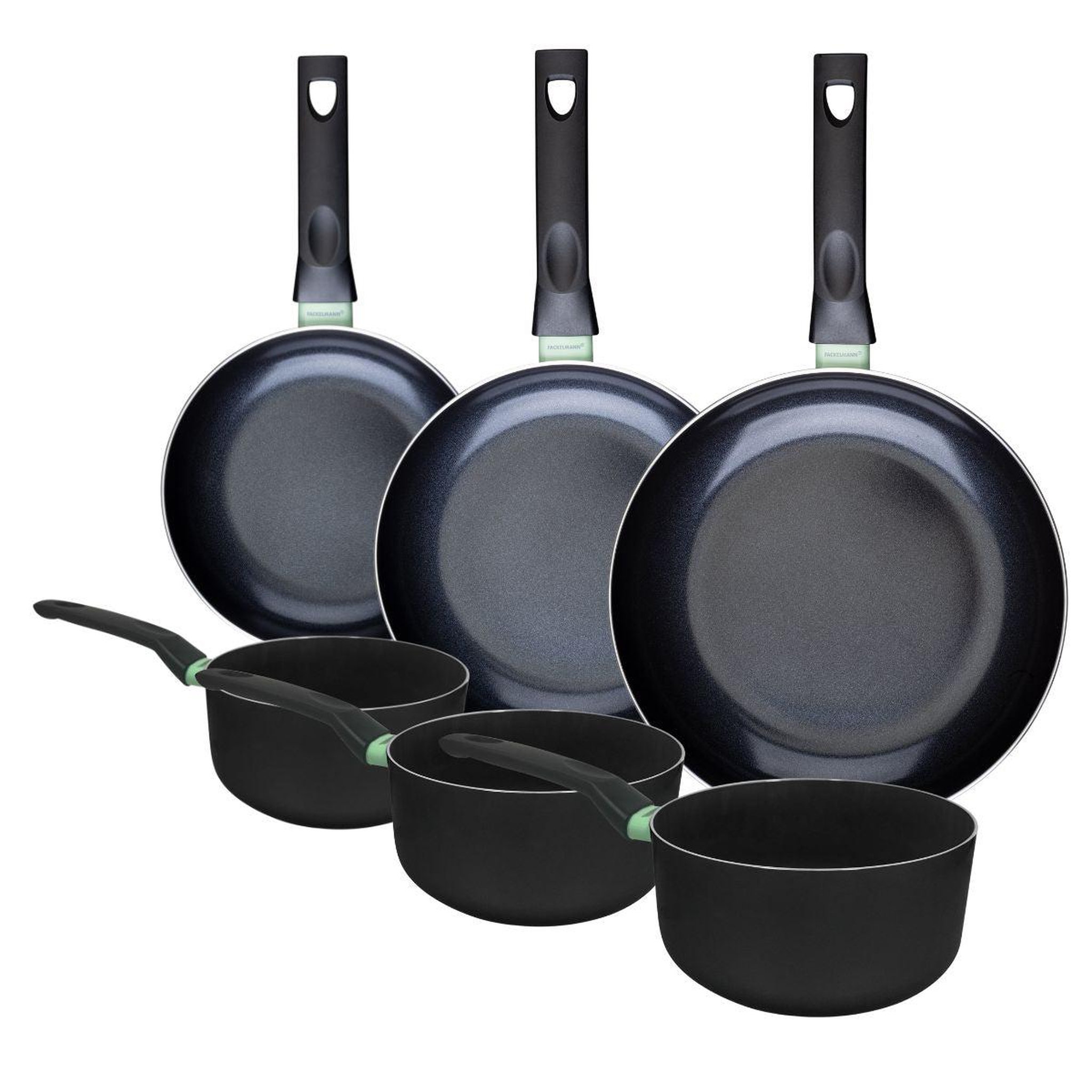 Fackelmann Ensemble de 3 poêles de 20, 24 et 28 cm et 3 casseroles 16, 18 et 20 cm fackelmann brandao