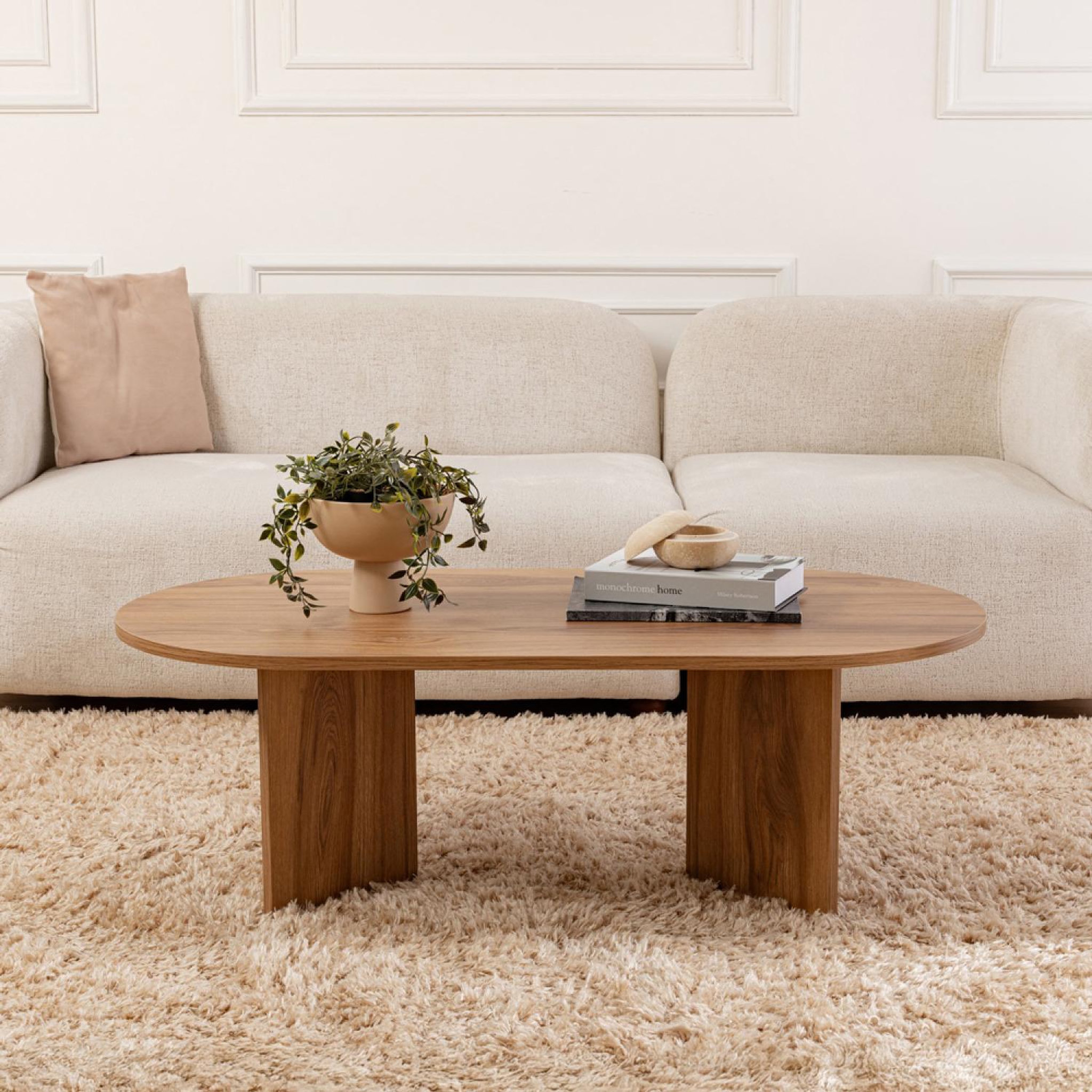 Voir la diapositive 3 : CONCEPT USINE Table basse design ovale bois 120cm raav
