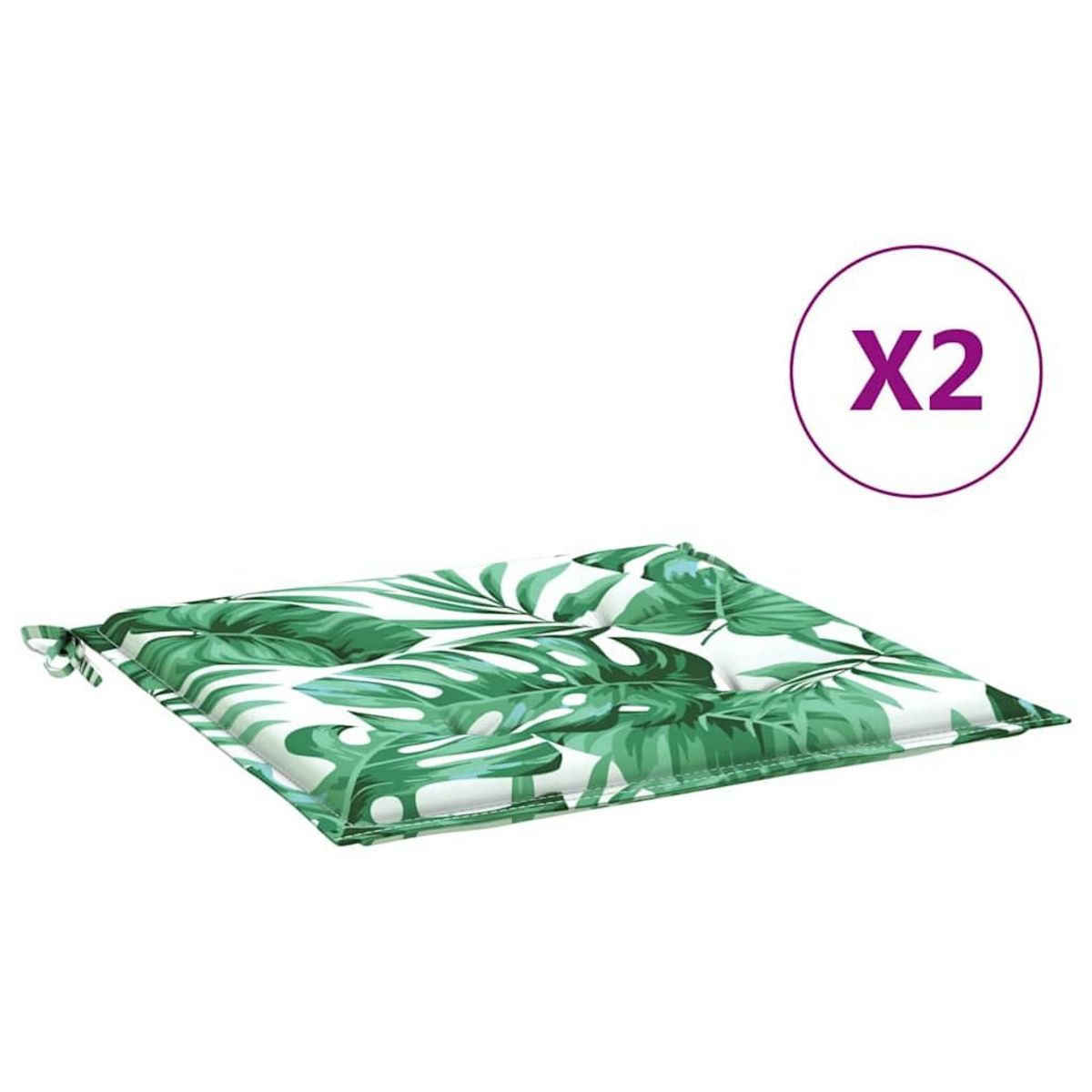 VIDAXL Coussins de chaise lot de 2 motif de feuilles 50x50x3 cm tissu
