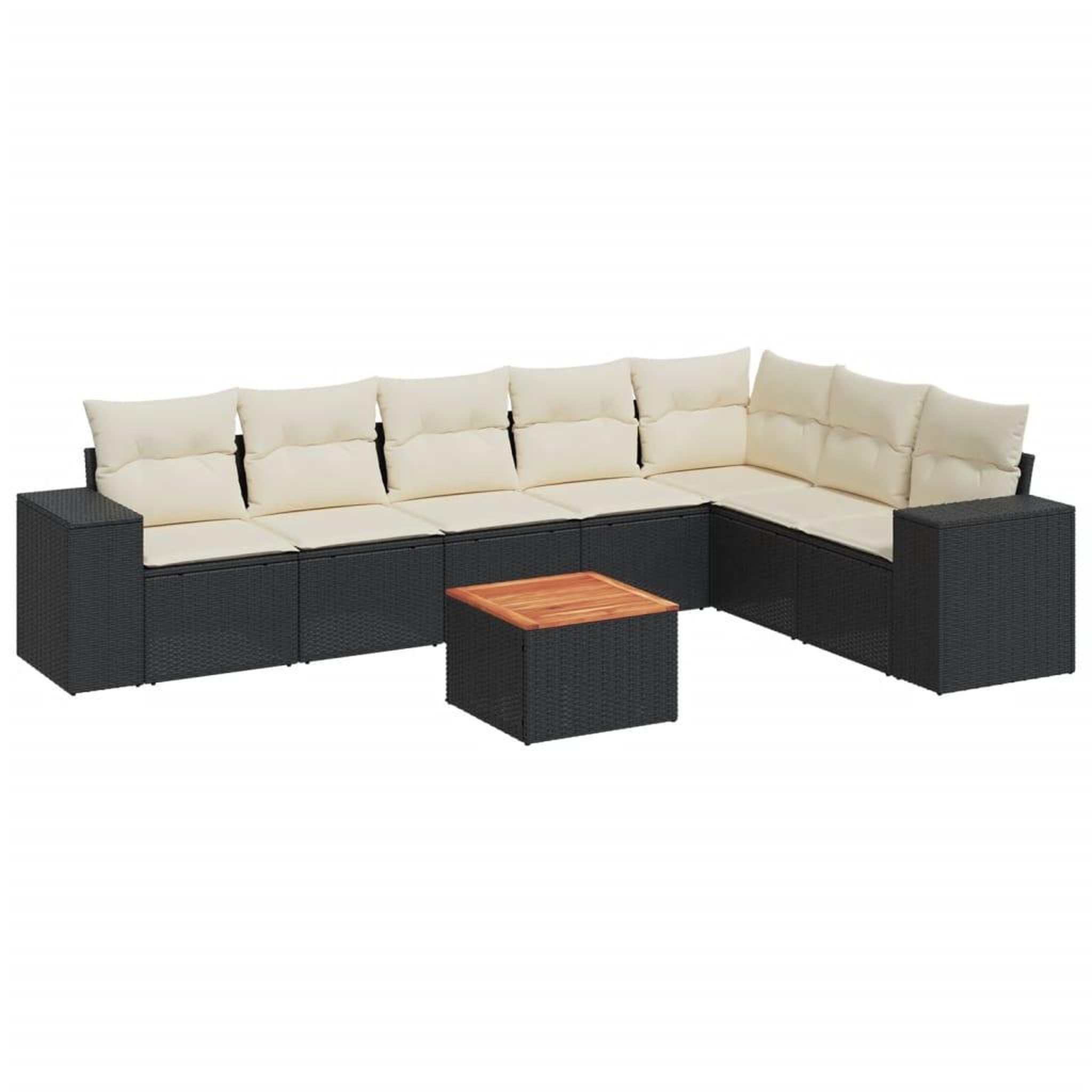 Voir la diapositive 2 : VIDAXL Salon de jardin 8 pcs avec coussins noir resine tressee