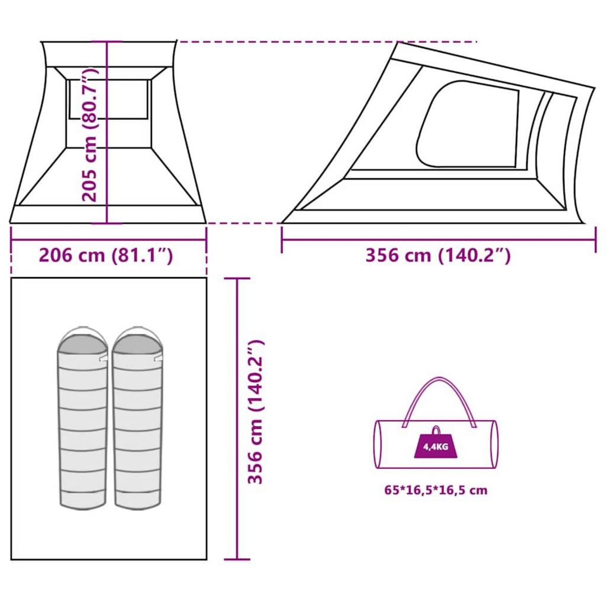 VIDAXL Tente de voiture 2 personnes marron impermeable