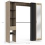 Voir la diapositive 4 : ID MARKET Dressing extensible MERYL 145/170 x 50 x 180 cm hêtre avec étagères + double penderie + miroir + rideau noir