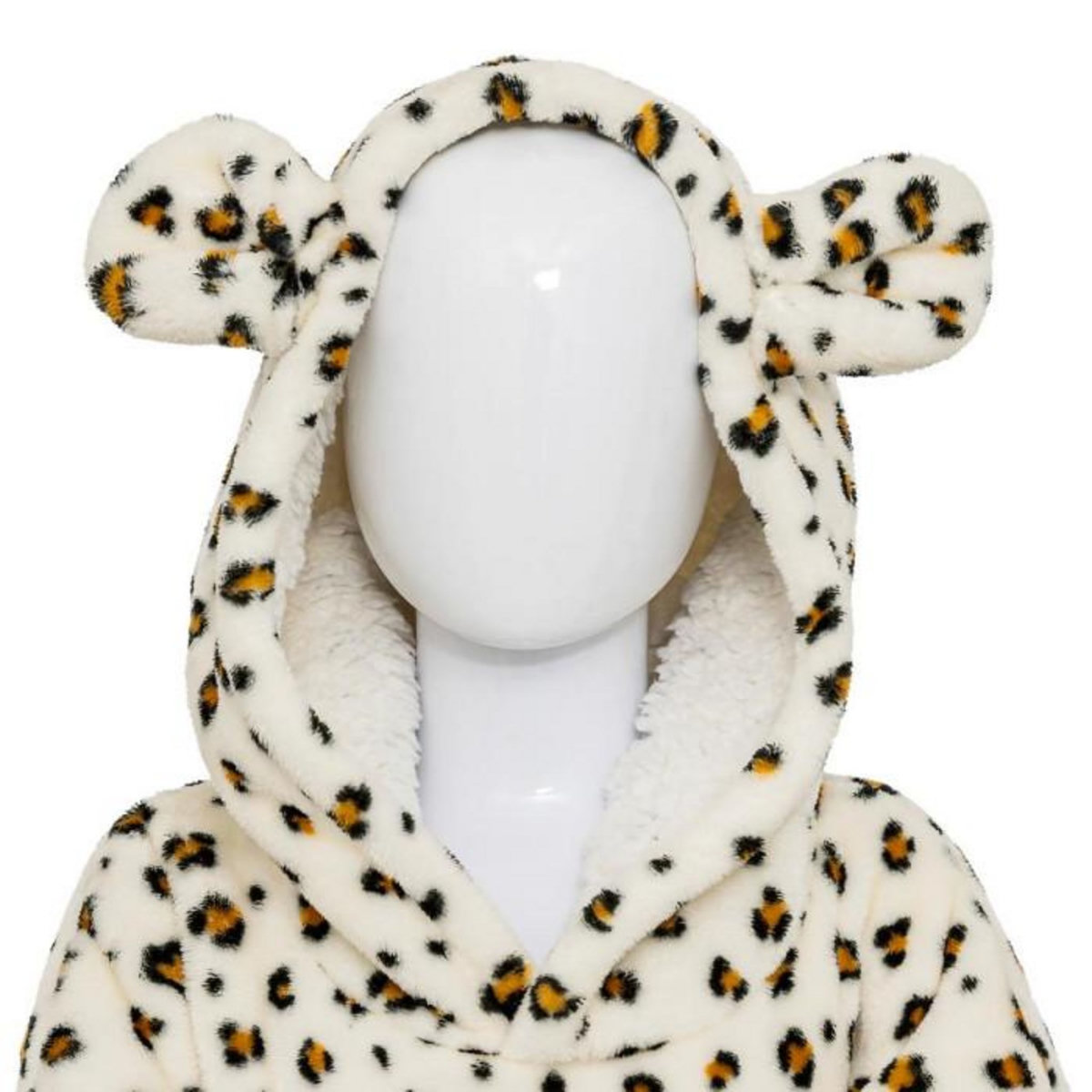 Atmosphera Kids Plaid Sweat Capuche Enfant  Léopard  60x95cm Ocre