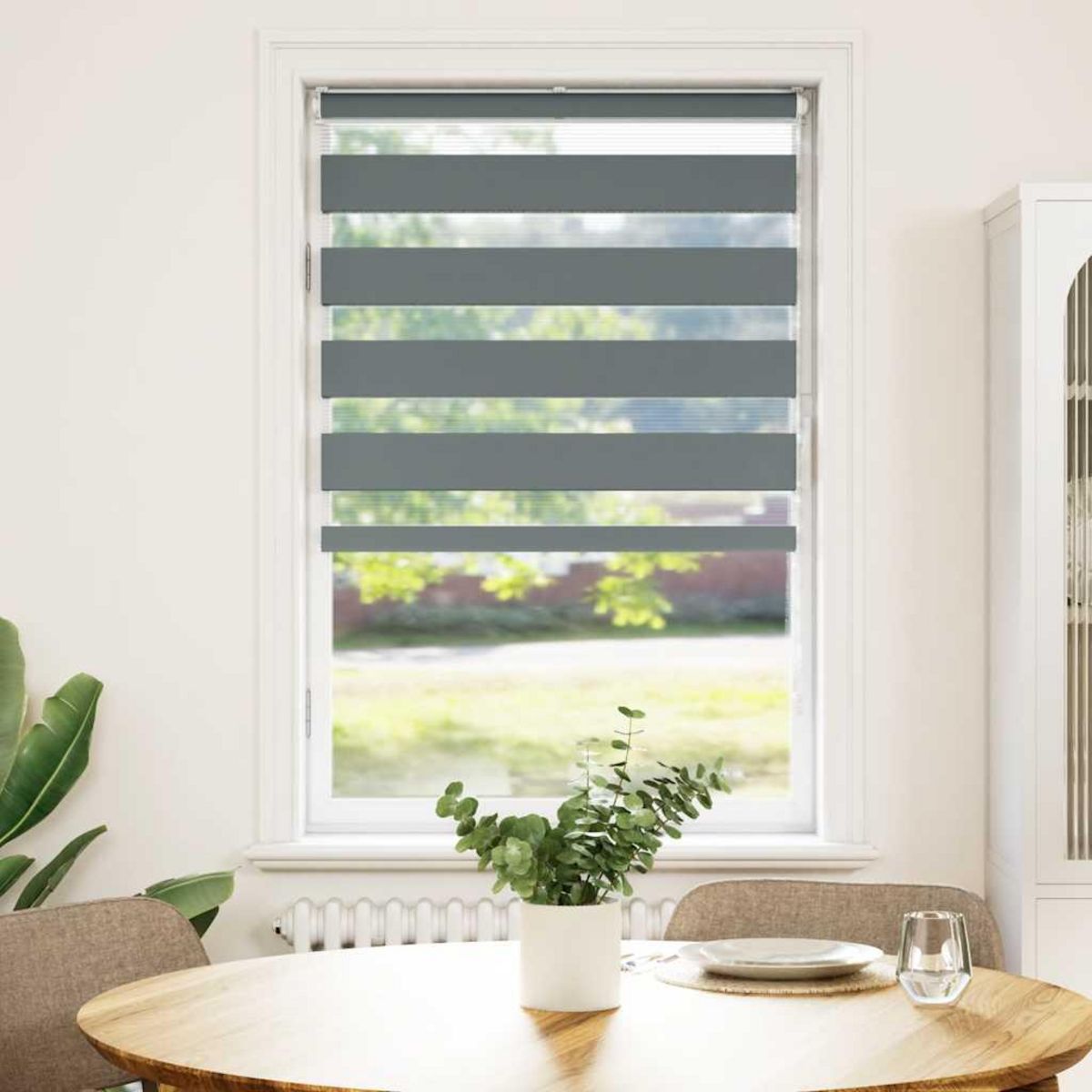 VIDAXL Store zebre gris fonce largeur du tissu 65,9 cm polyester