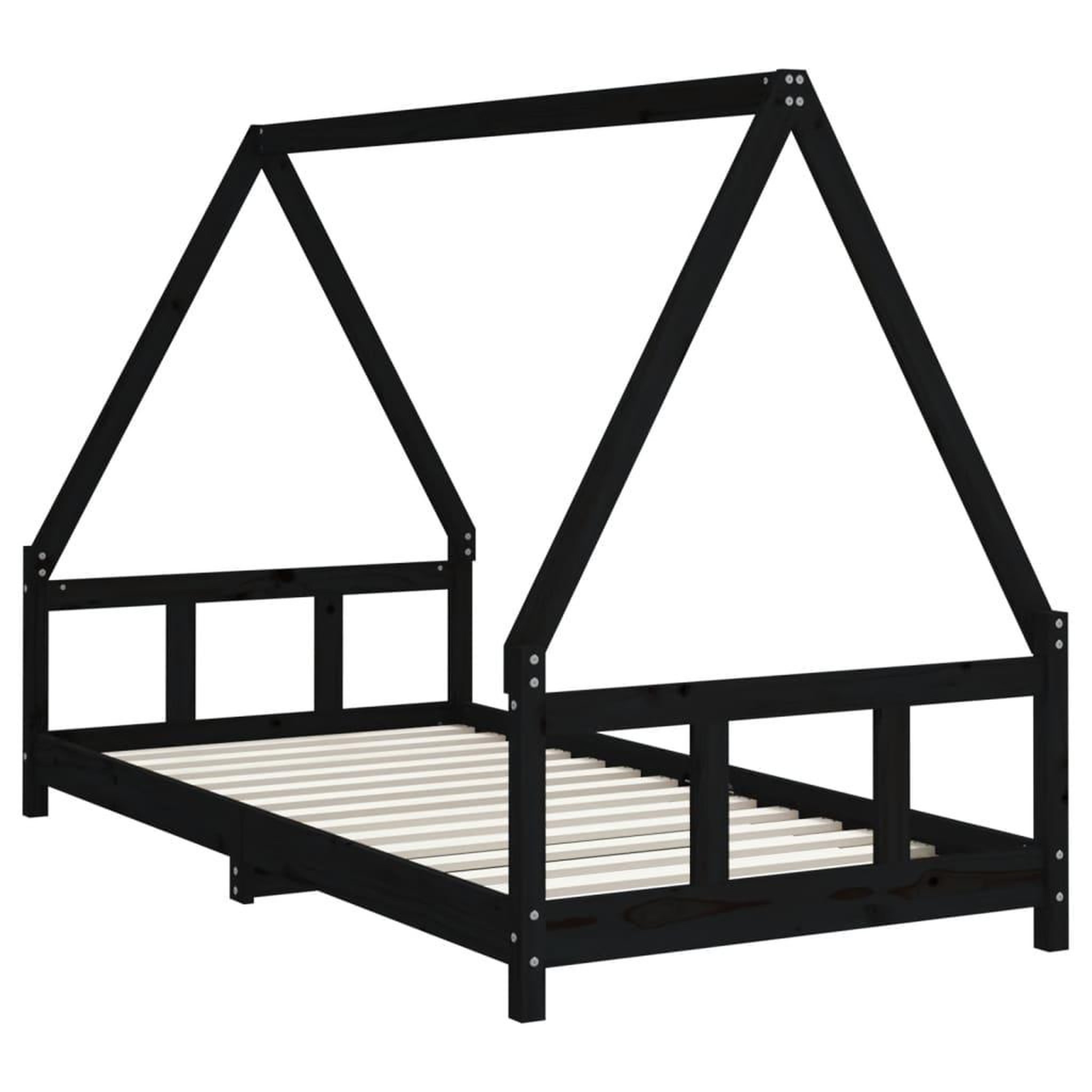 Voir la diapositive 3 : VIDAXL Cadre de lit pour enfants noir 90x190 cm bois de pin massif