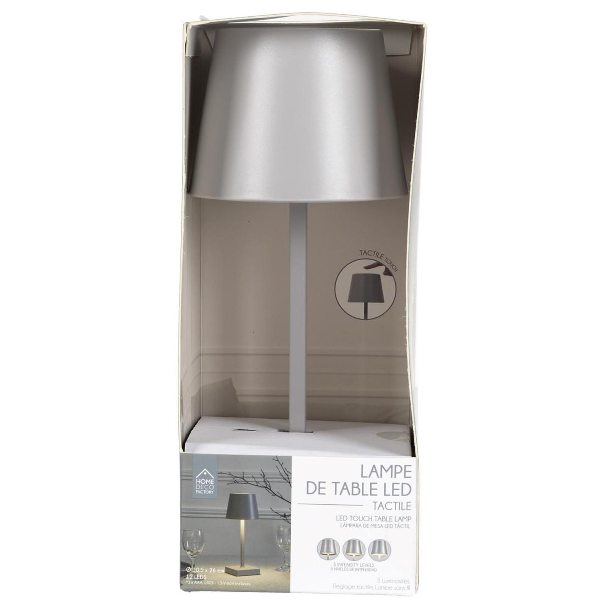 Voir la diapositive 6 : The Home Deco Factory Lampe à poser tactile  led  26cm taupe