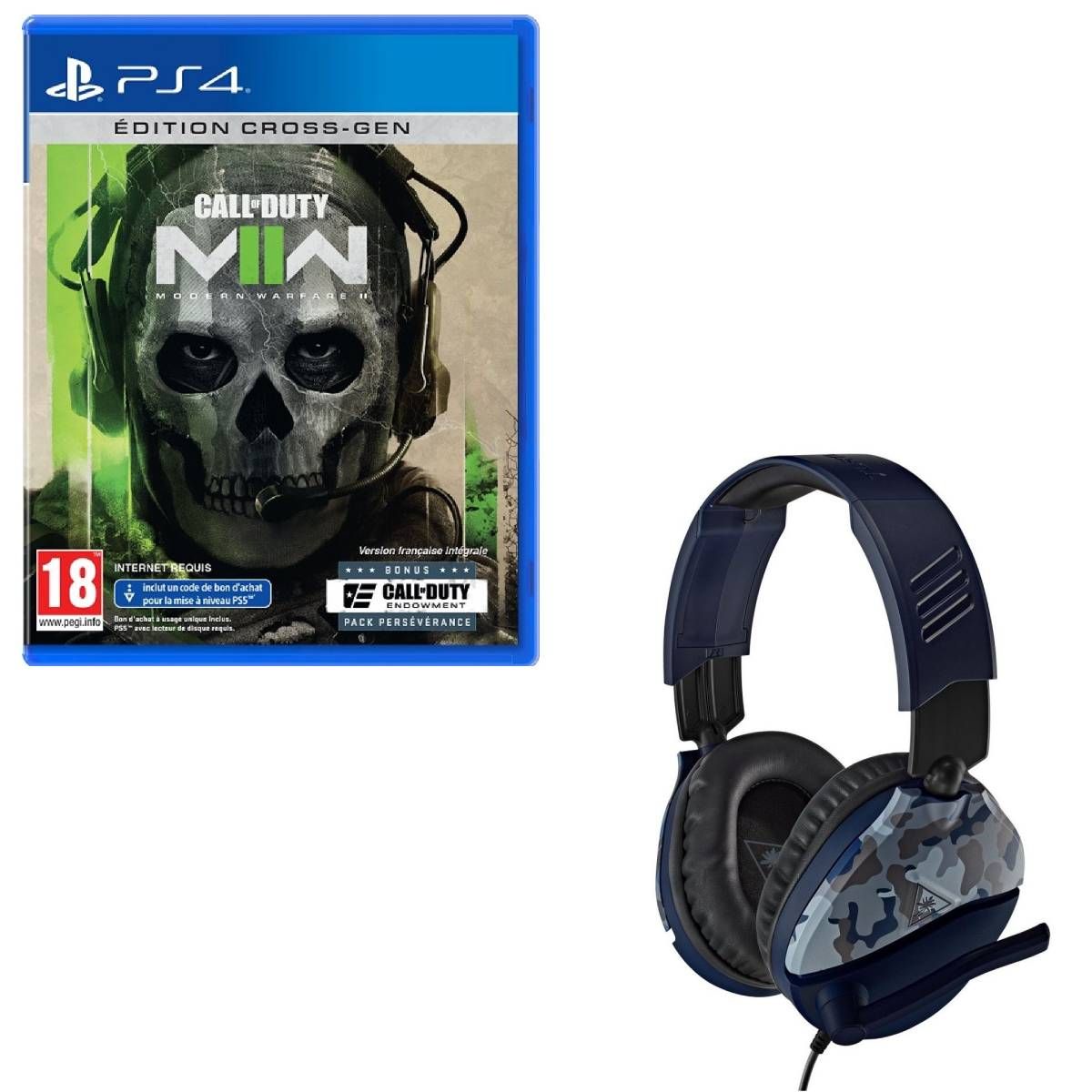 SONY Call of Duty: Modern Warfare II PS4 + Casque Gamer Recon 70 Camo Bleu Multi-plateforme
