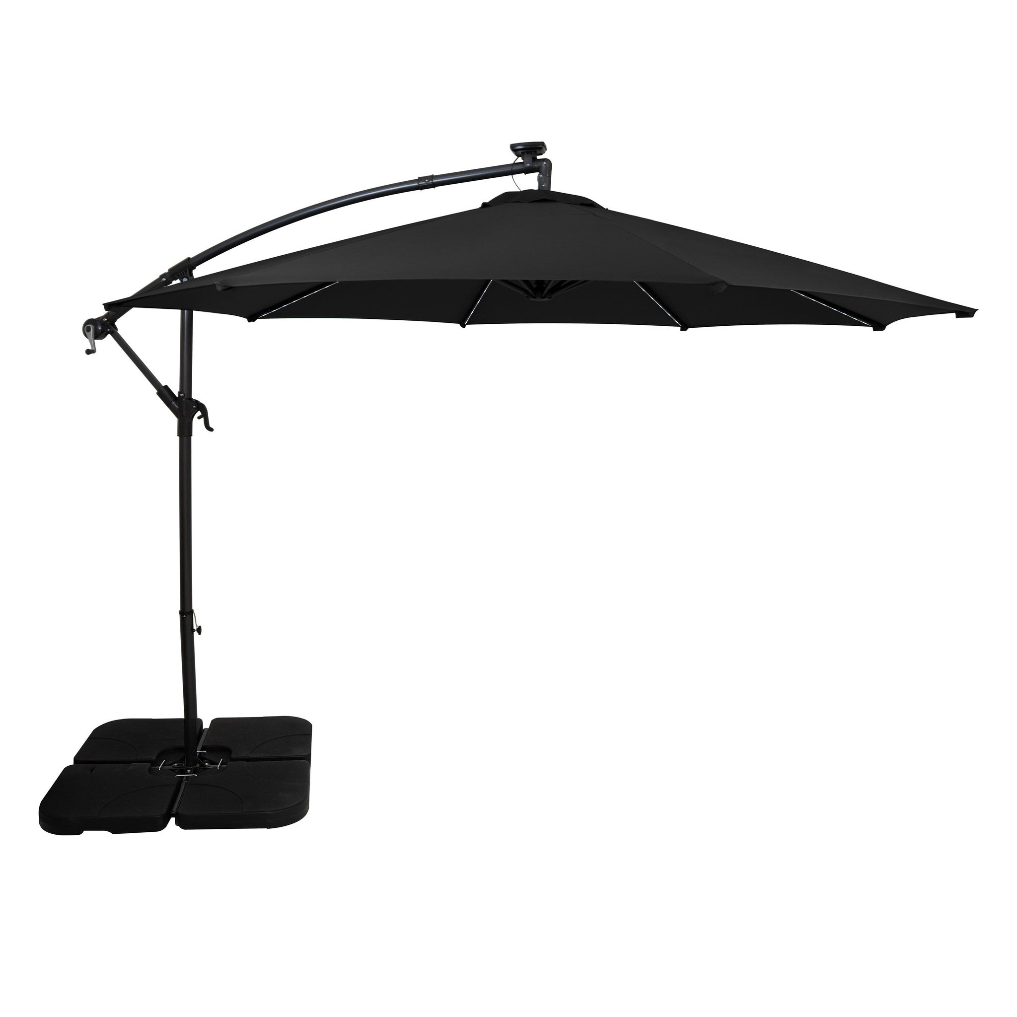 Voir la diapositive 1 : Monster Parasol Banane à Mât Déporté à LED 3 m & Pied Carré