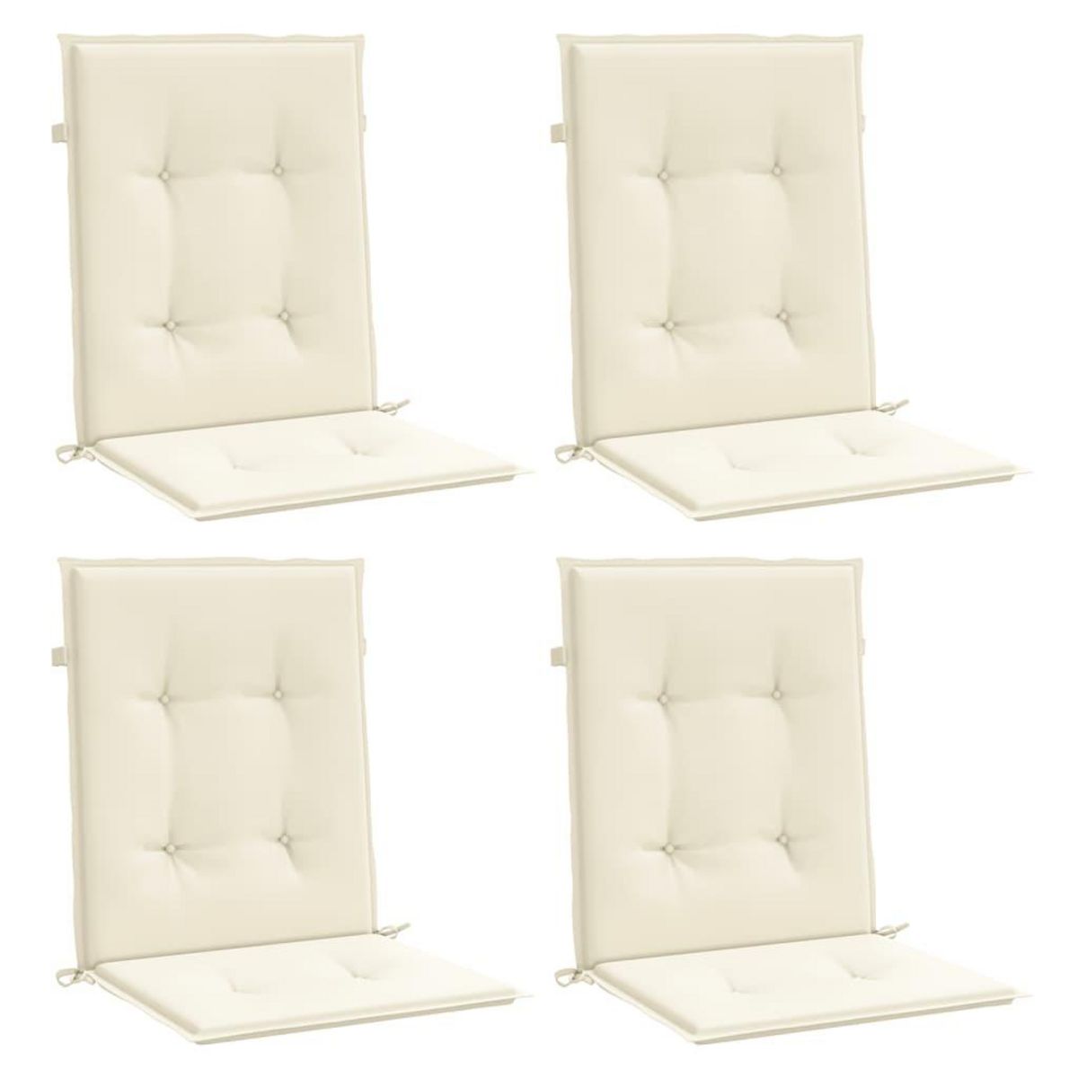 VIDAXL Coussins de chaise de jardin a dossier bas lot de 4 creme