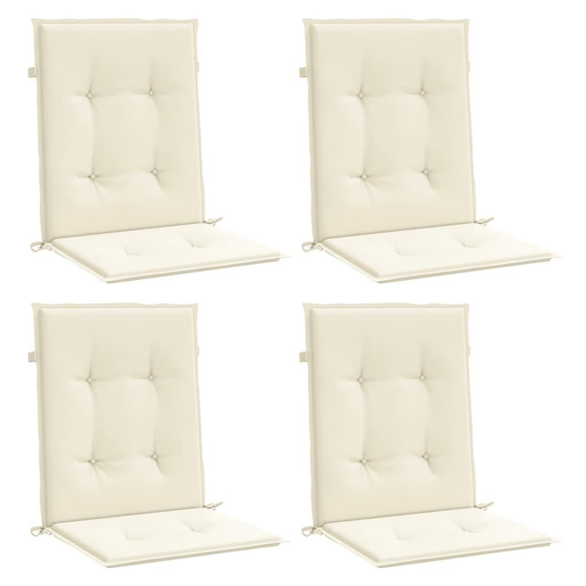 VIDAXL Coussins de chaise de jardin a dossier bas lot de 4 creme