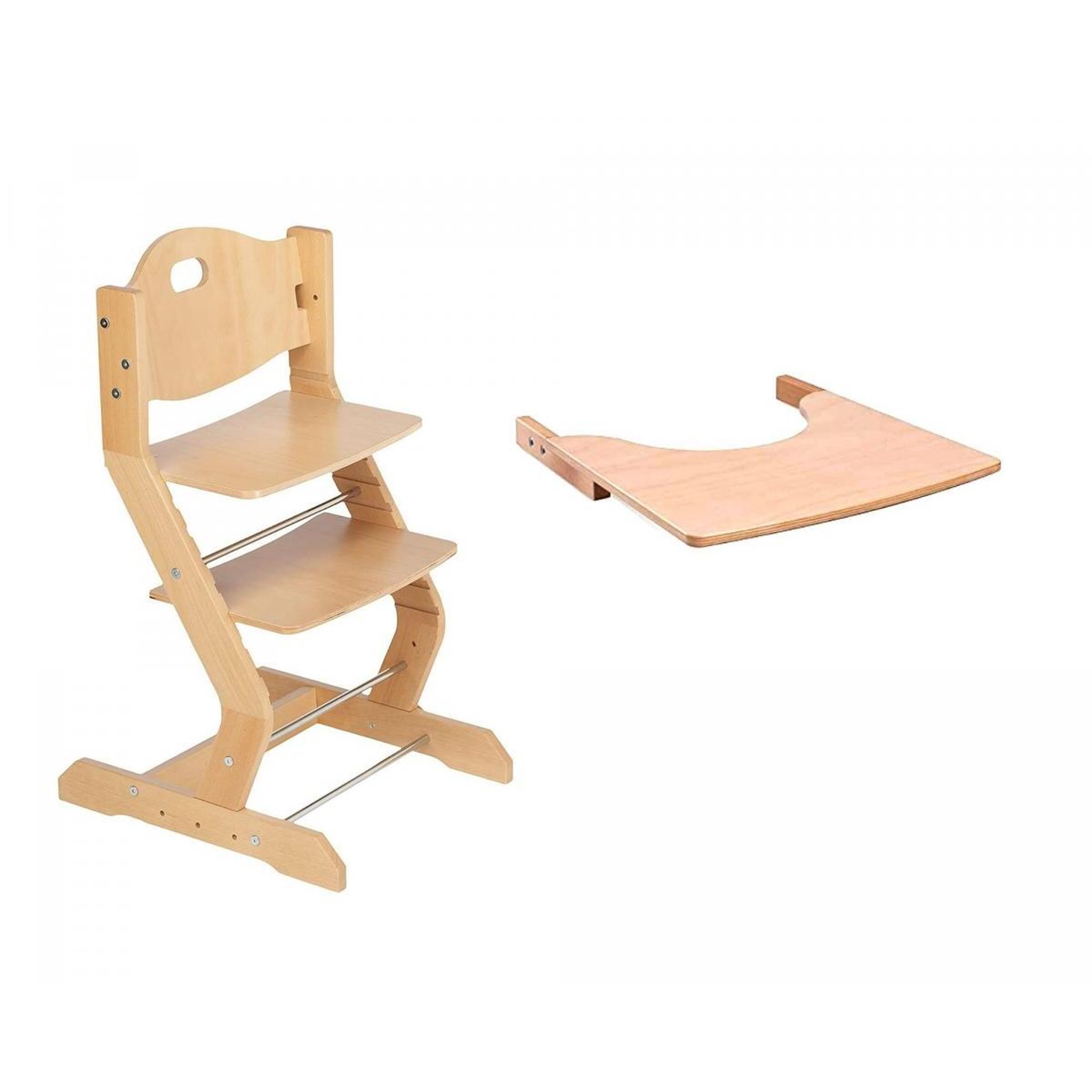 Voir la diapositive 2 : TISSI Chaise haute avec plateau en bois naturel