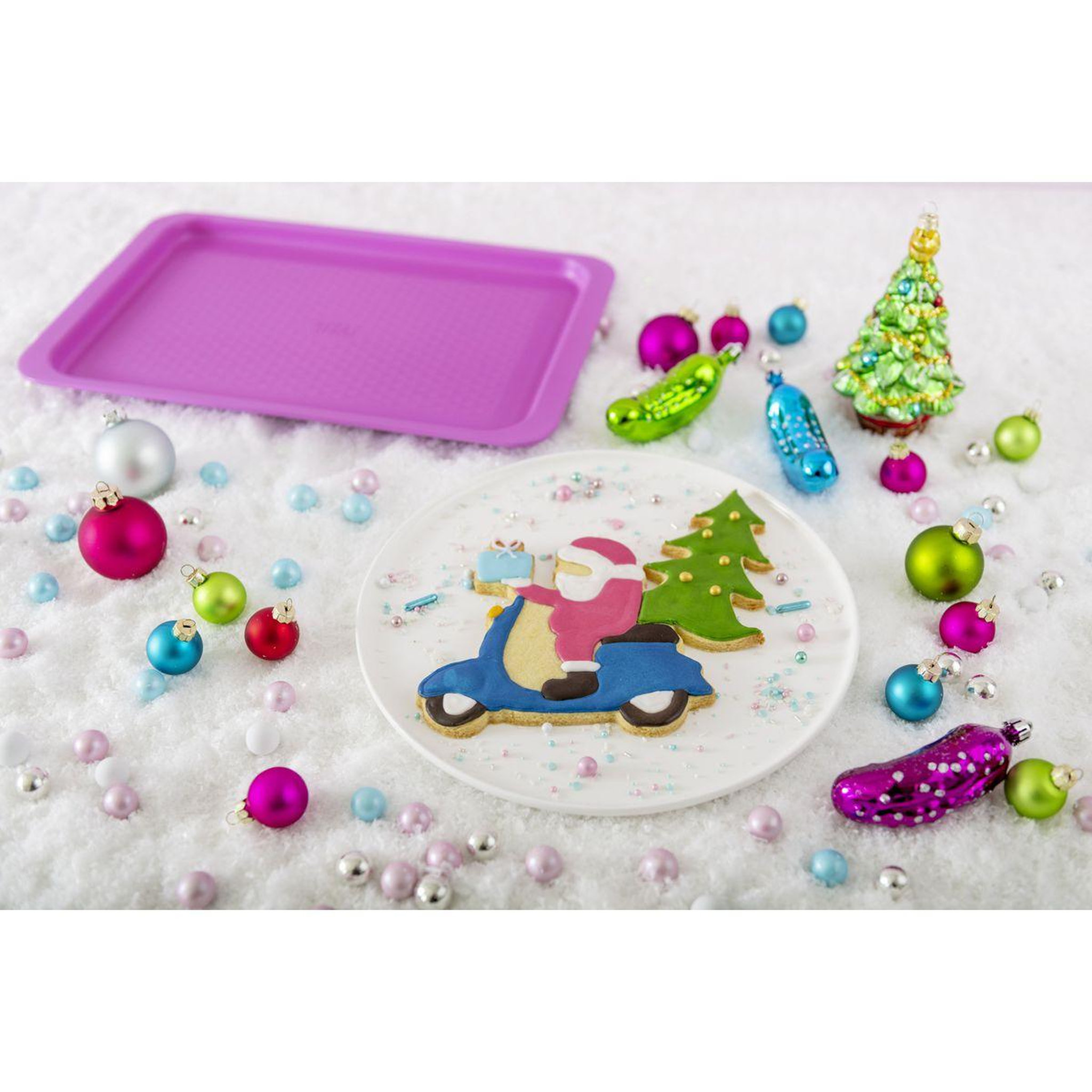 Voir la diapositive 2 : TASTY Plaque de four rectangulaire fuchsia 38 x 25 cm Tasty Pâtisserie
