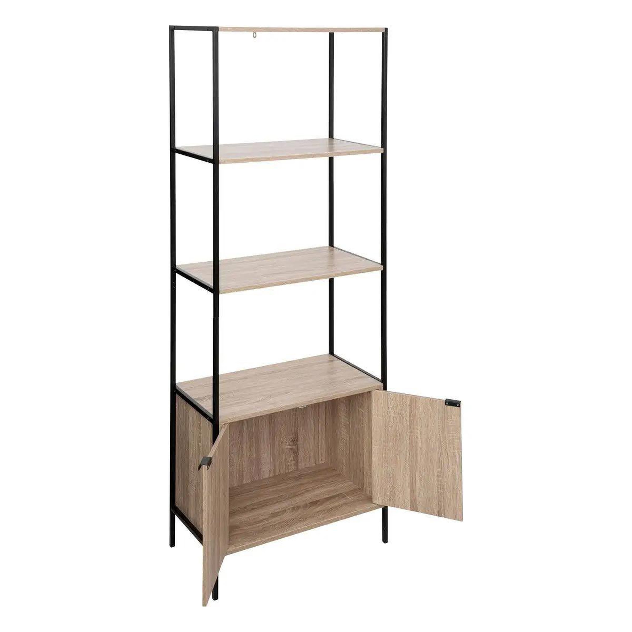 Voir la diapositive 2 : FIVE Étagère design 2 portes  aliaj  176cm naturel & noir